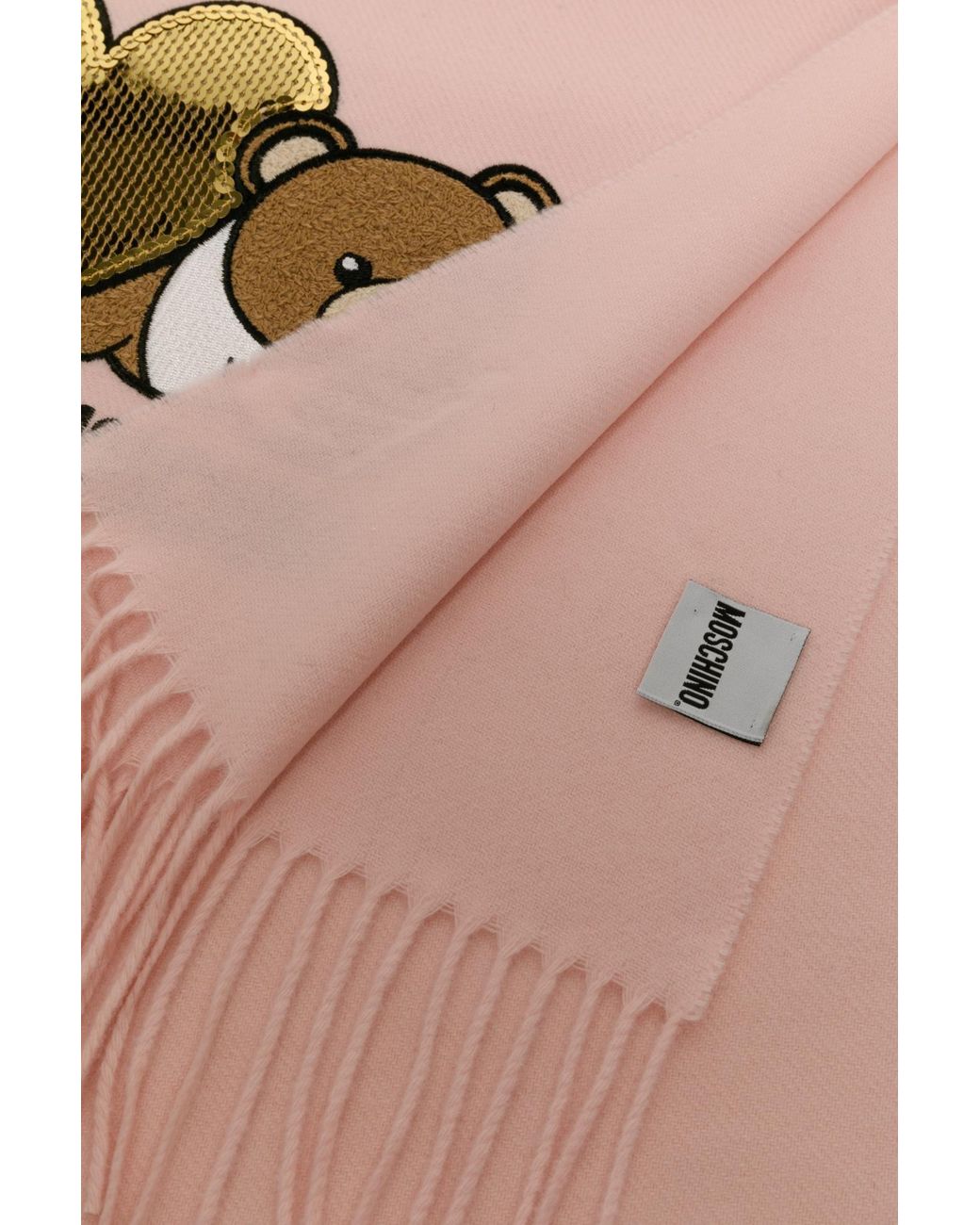 Moschino Pink Teddy Bear-Embroidered Scarf for men