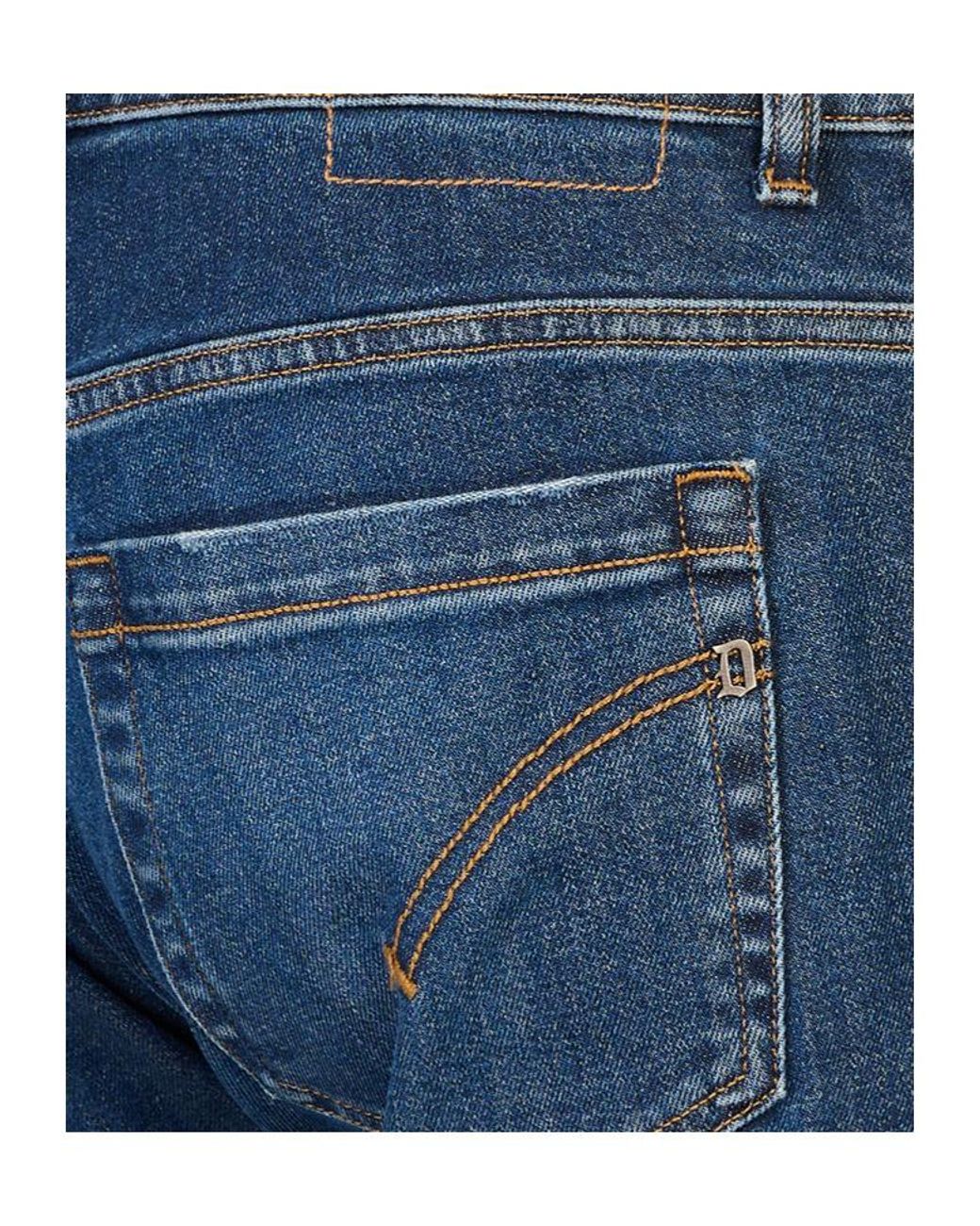 Dondup Blue Cuffed-Hem Denim Trousers for men