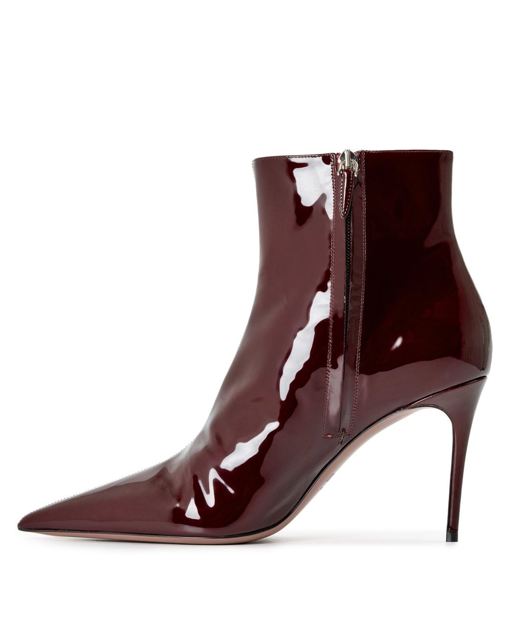 Paris Texas Brown Leather Patent Pointed-Toe Ankle Boots