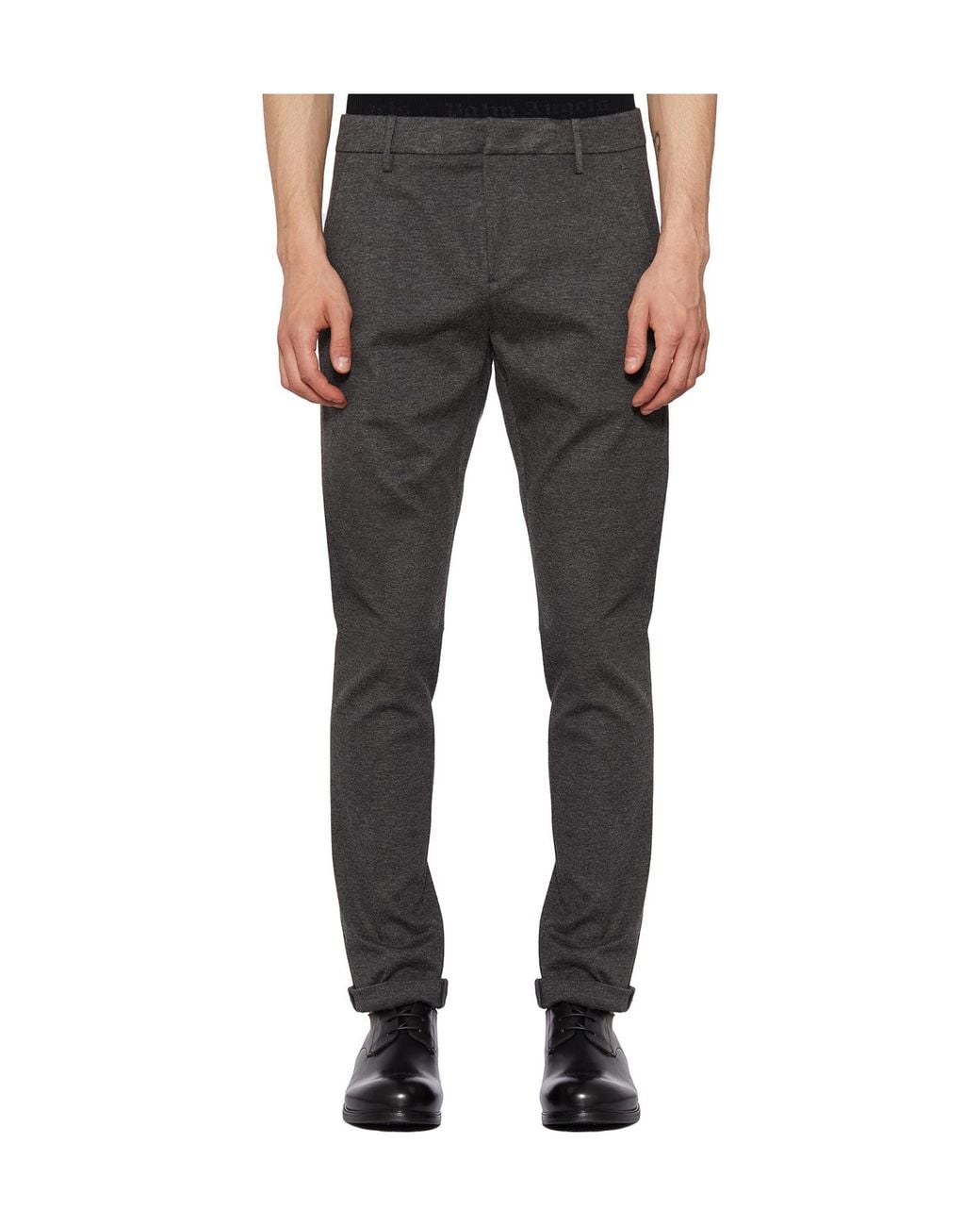 Dondup Gray Pleated Zip-Detail Casual Trousers for men