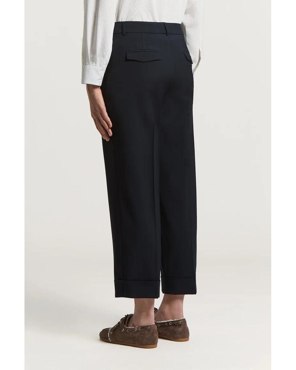Peserico Black Turn-Up Tailored Trousers