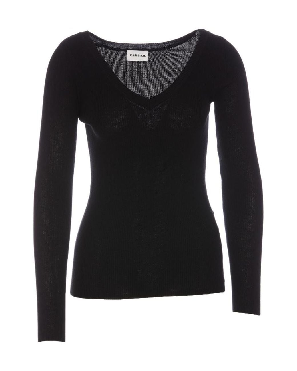 P.A.R.O.S.H. Black P.A.R.O..H. V-Neck Ribbed-Knit Long Sleeved Jumper