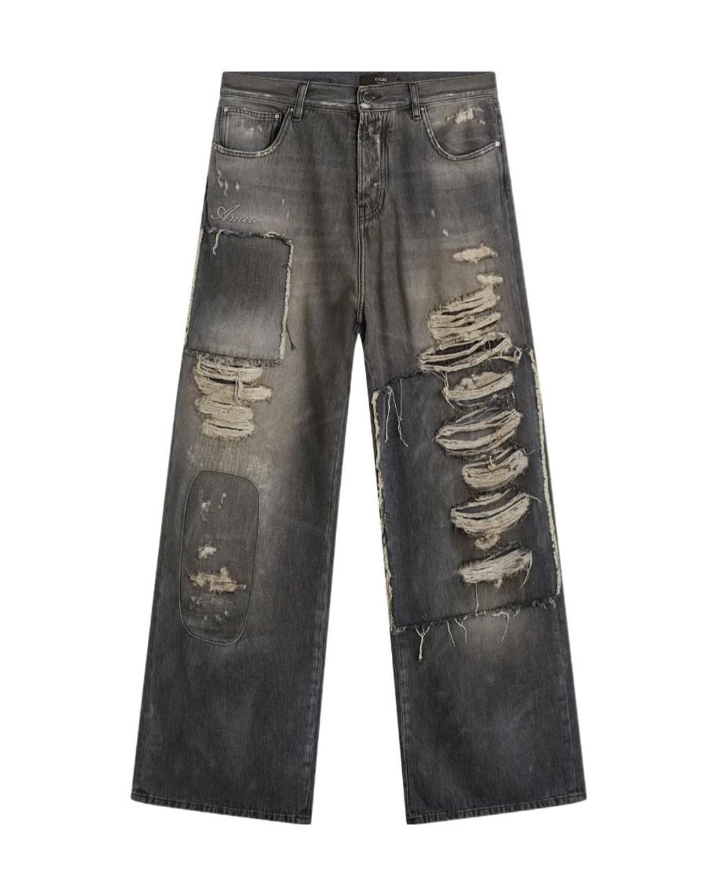 Amiri Gray Carpenter Repaired Baggy Jeans for men
