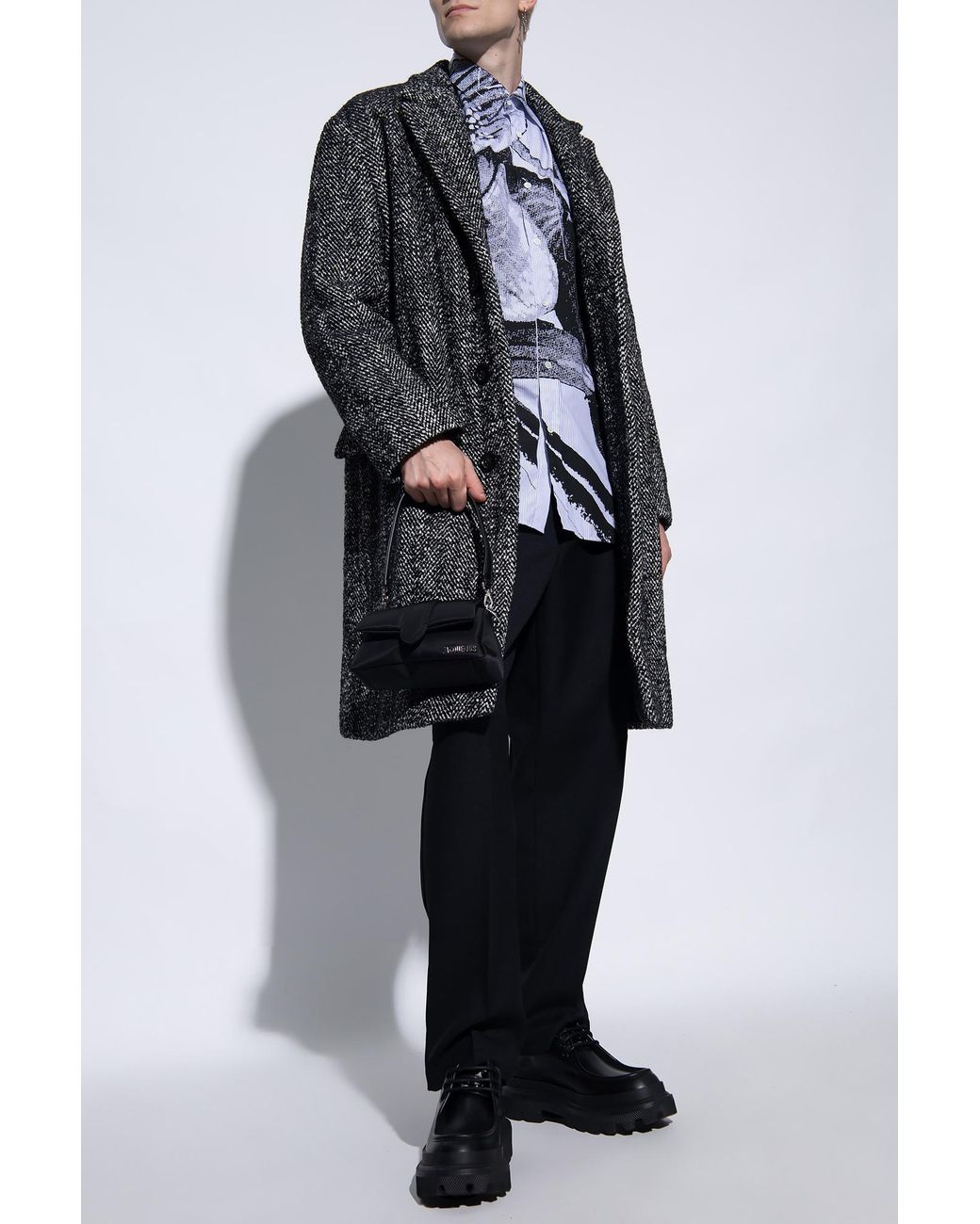 Dries Van Noten Gray Long-Sleeved Coat for men