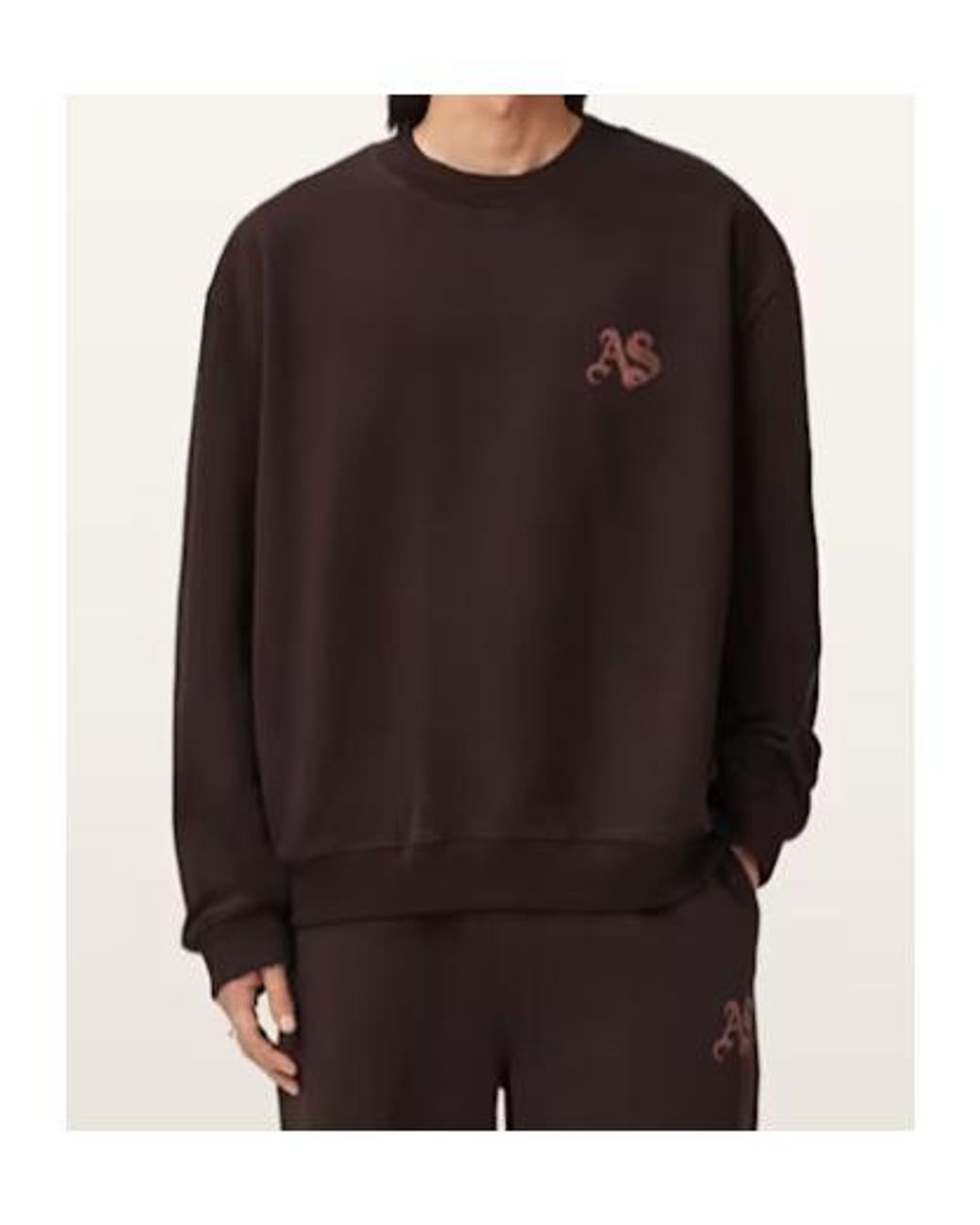 AllSaints Brown Icon Oversized Crew Neck Sweatshirt for men