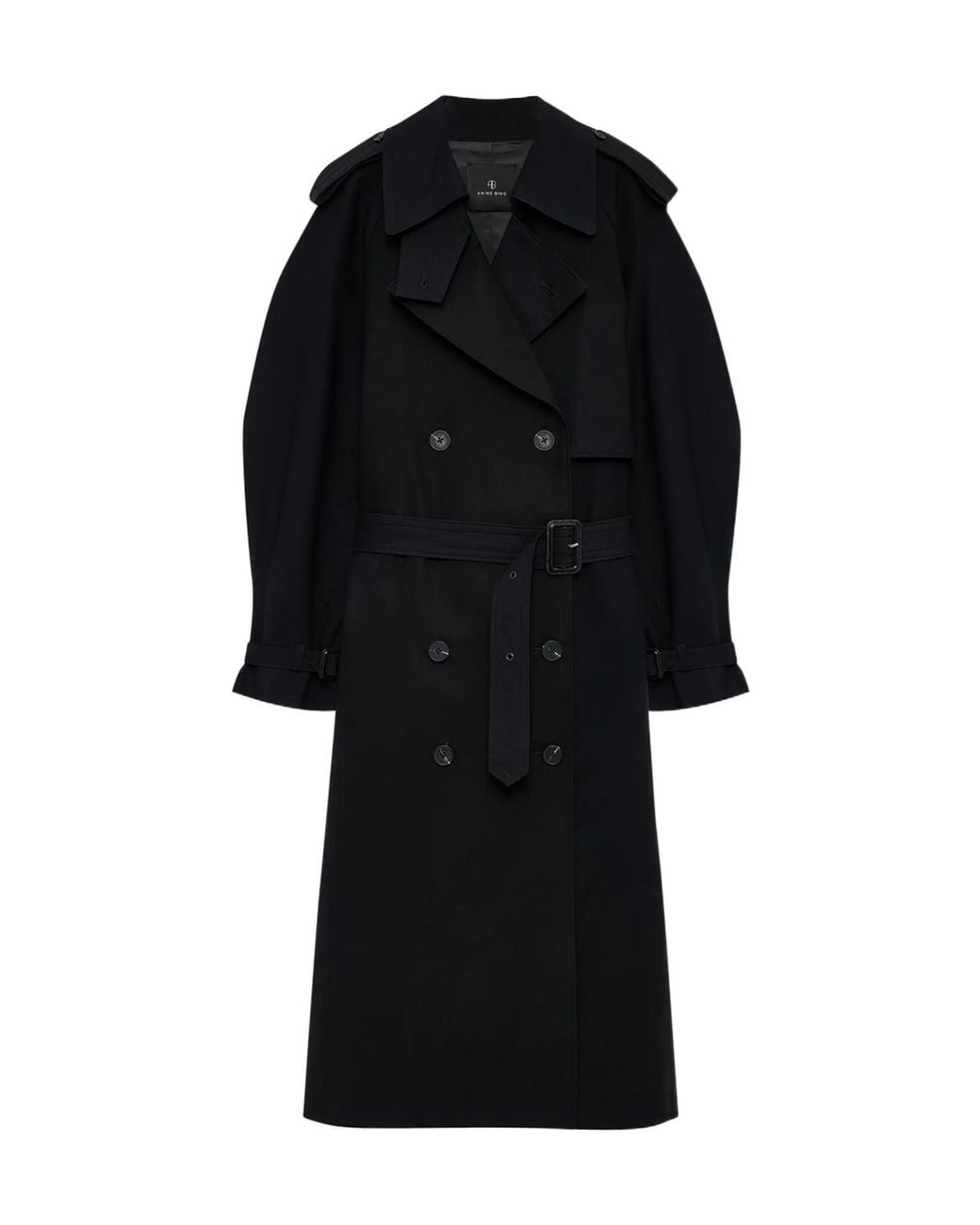 Anine Bing Black Pascale Double-Breasted Trench Coat