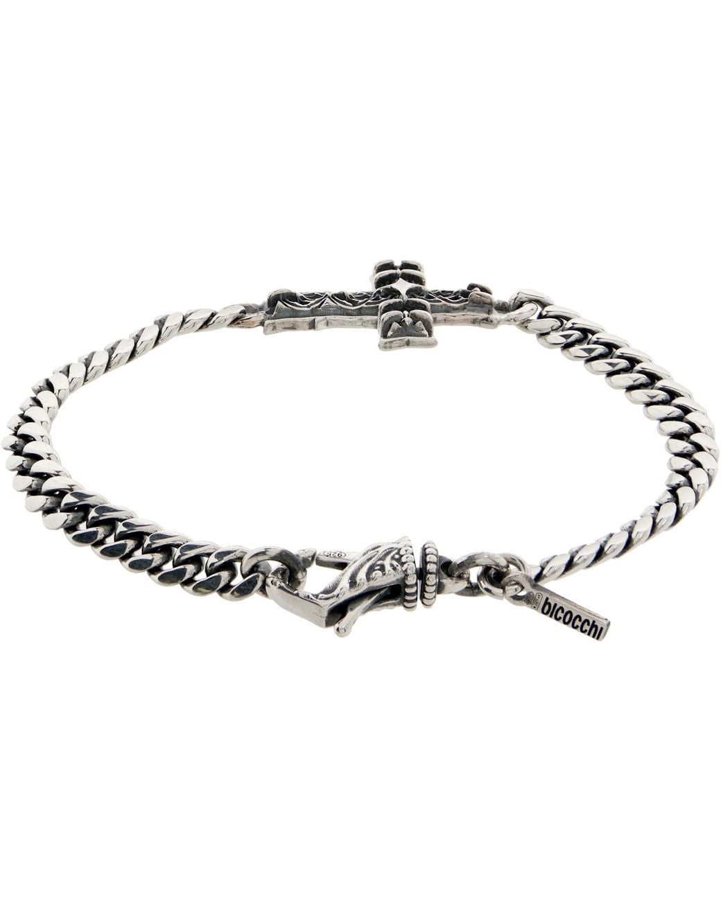 Emanuele Bicocchi White Chain Notre-Dame Cross Bracelet for men