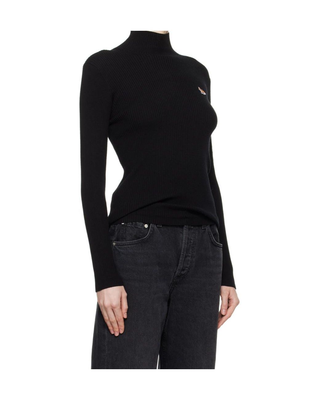 Maison Kitsuné Black Maison Kitsuné Baby Fox Turtleneck Jumper