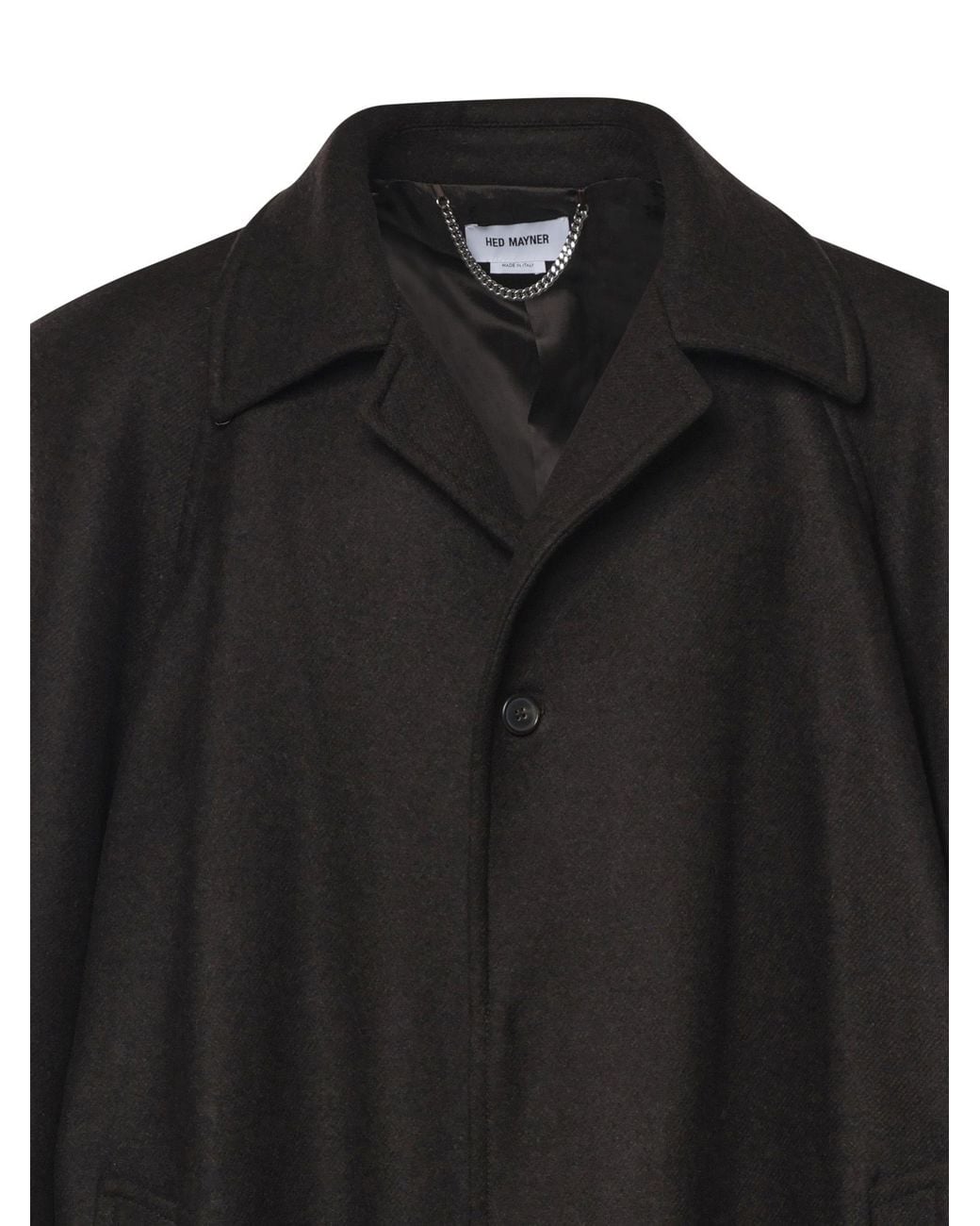 Hed Mayner Black Single-Breasted Oversized Coat for men