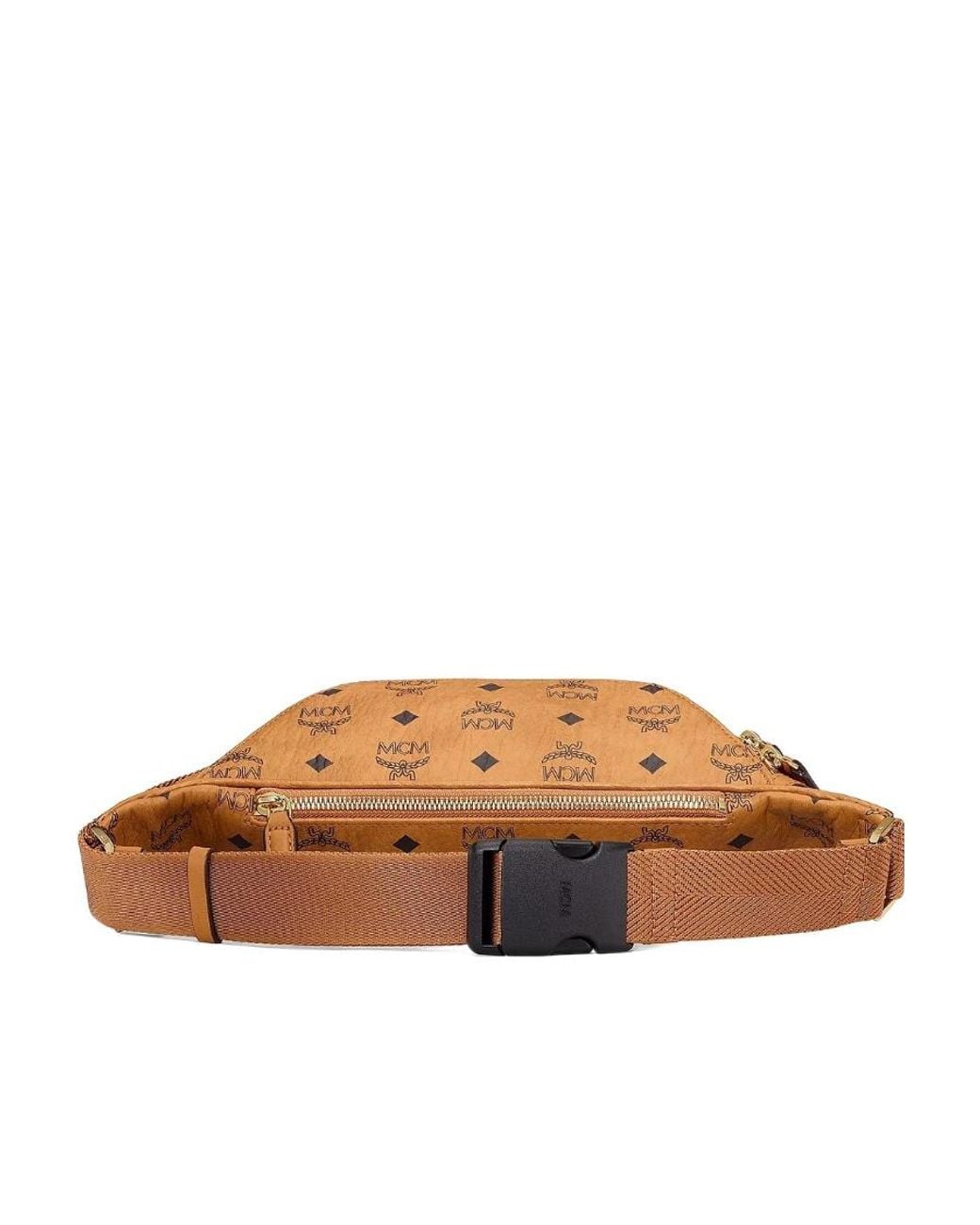 MCM Brown Visetos Logo Print Medium Belt Bag for men