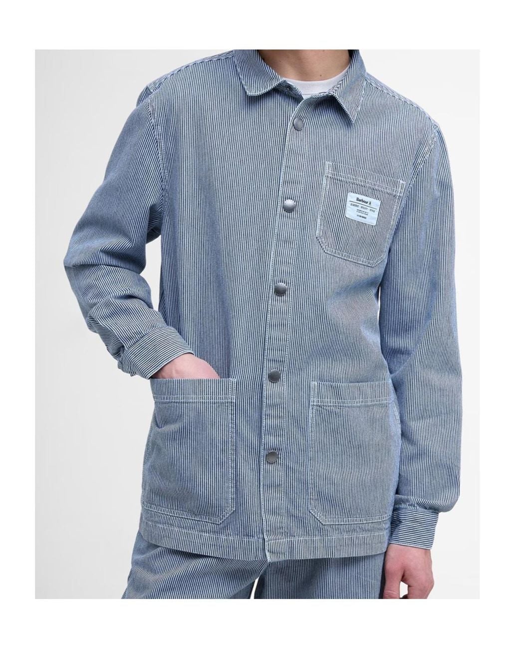 Barbour Blue Tindale Striped Overshirt for men