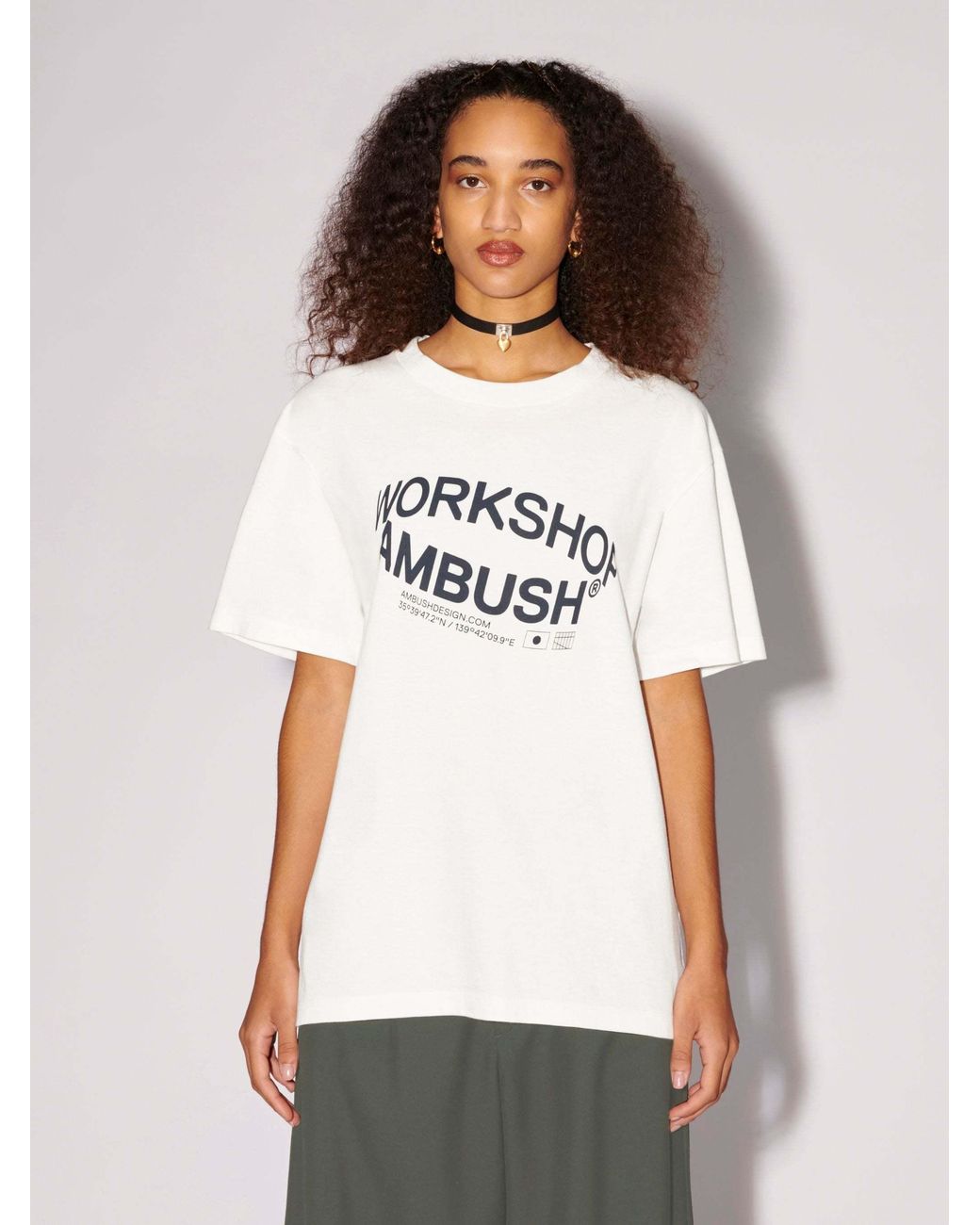 Ambush White Logo Printed Crewneck T-Shirt