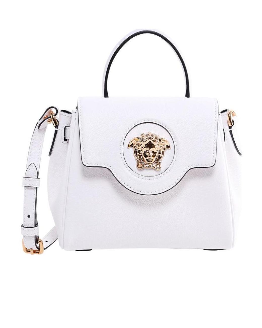 Versace White La Medusa Small Top Handle Bag