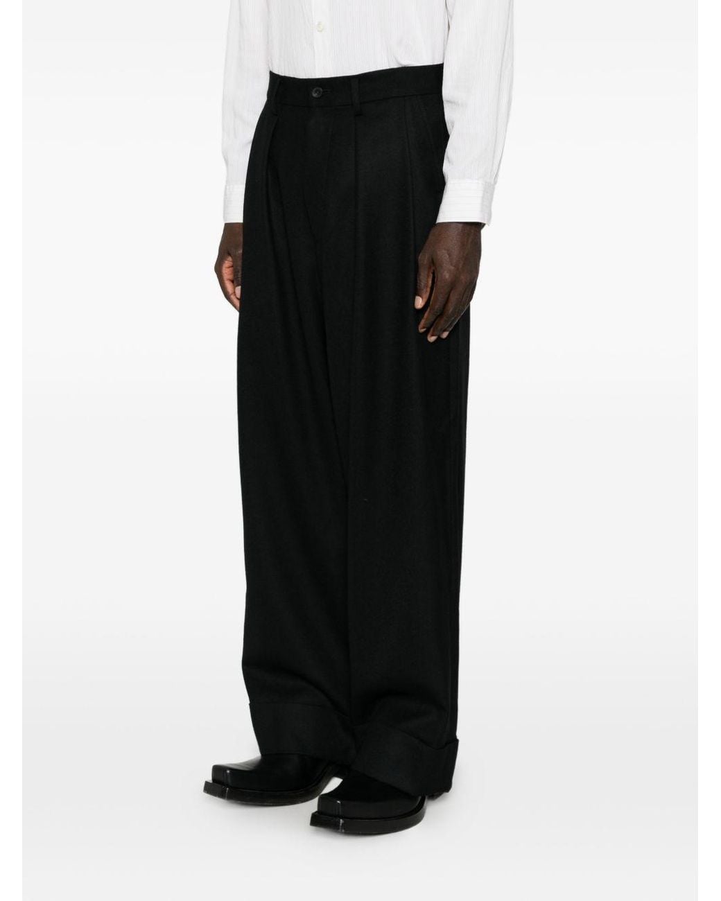 Junya Watanabe Black Pleated Wide-Leg Trousers for men