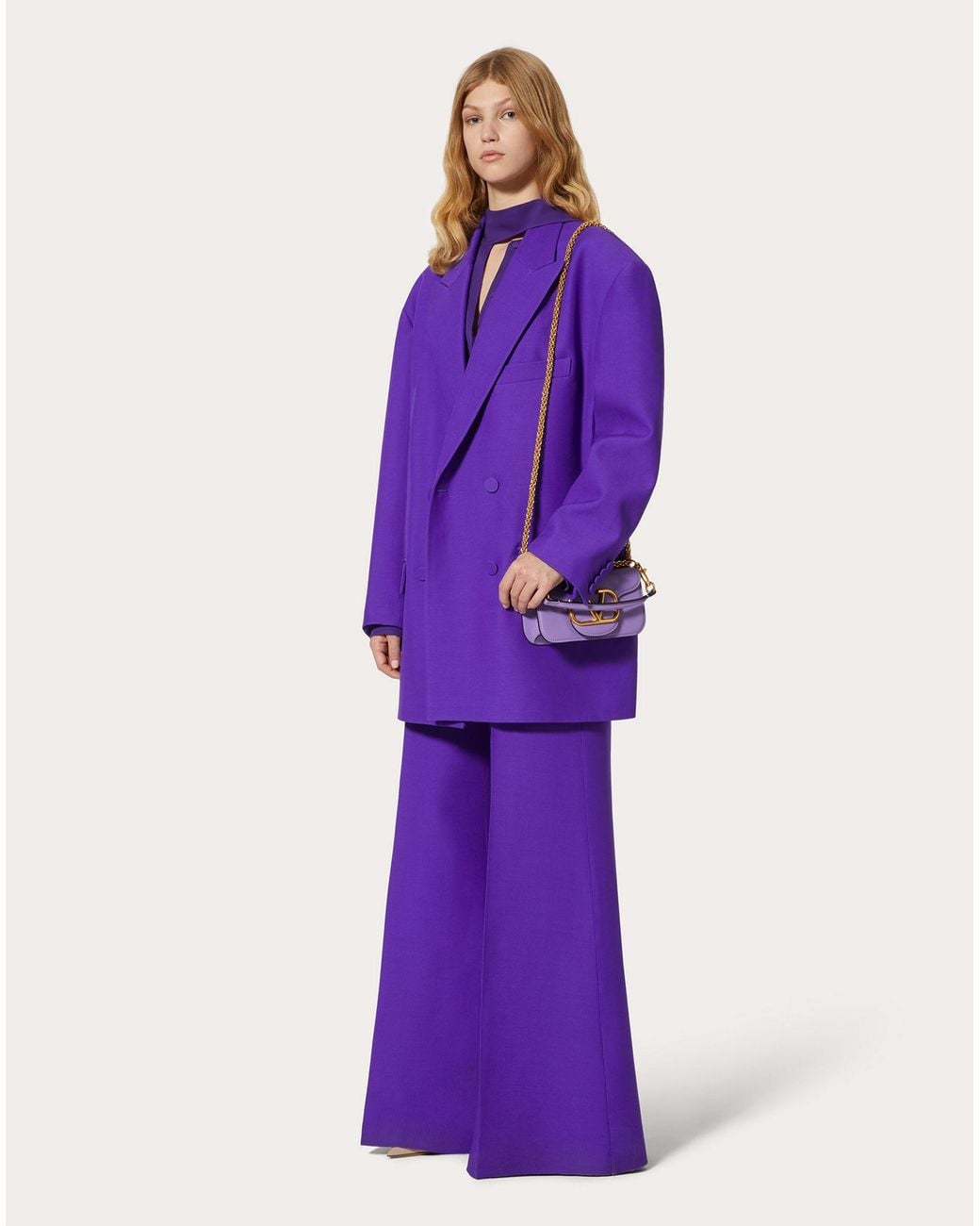 Valentino Purple Crepe Couture Double-Breasted Blazer