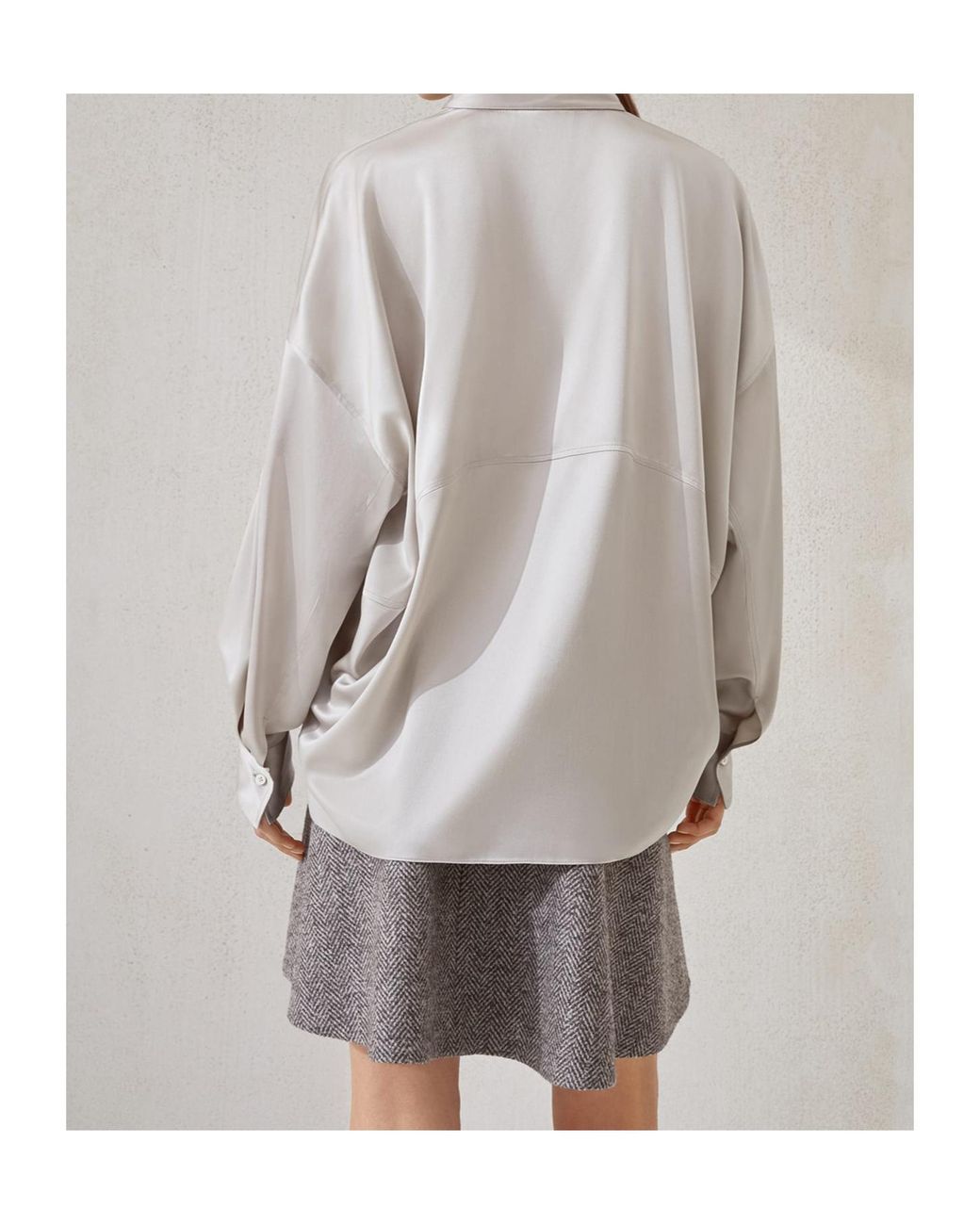 Brunello Cucinelli Gray Long Sleeve Blouse