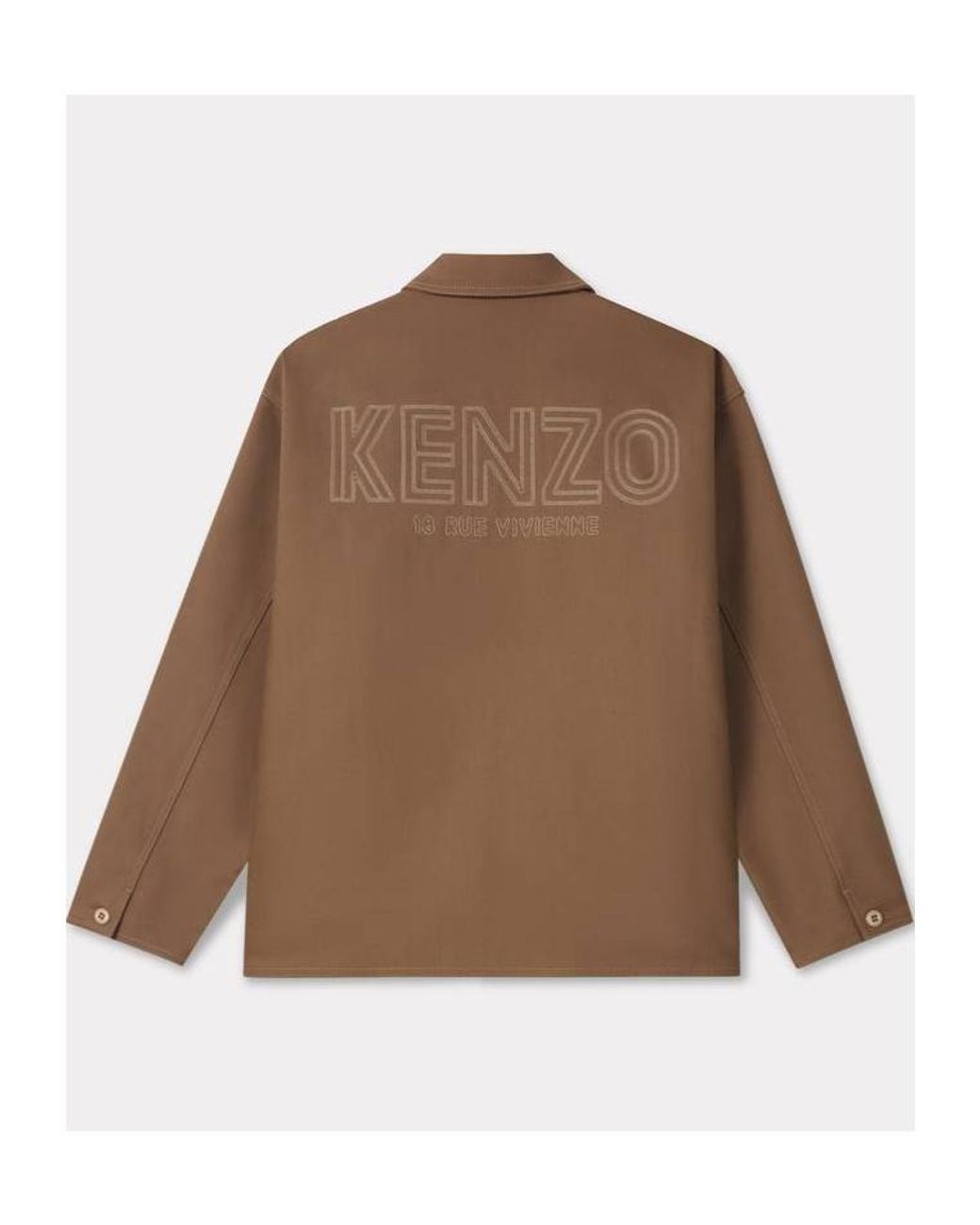 KENZO Brown Logo Embroidered Workwear Jacket for men