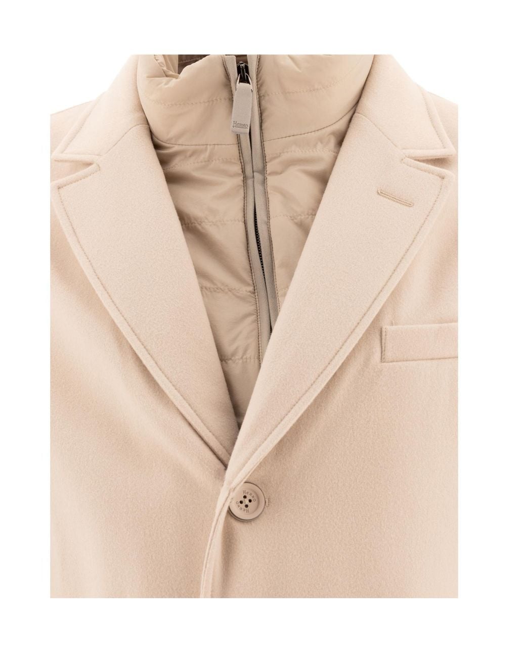 Herno Natural Single-Breasted High-Neck Coat for men