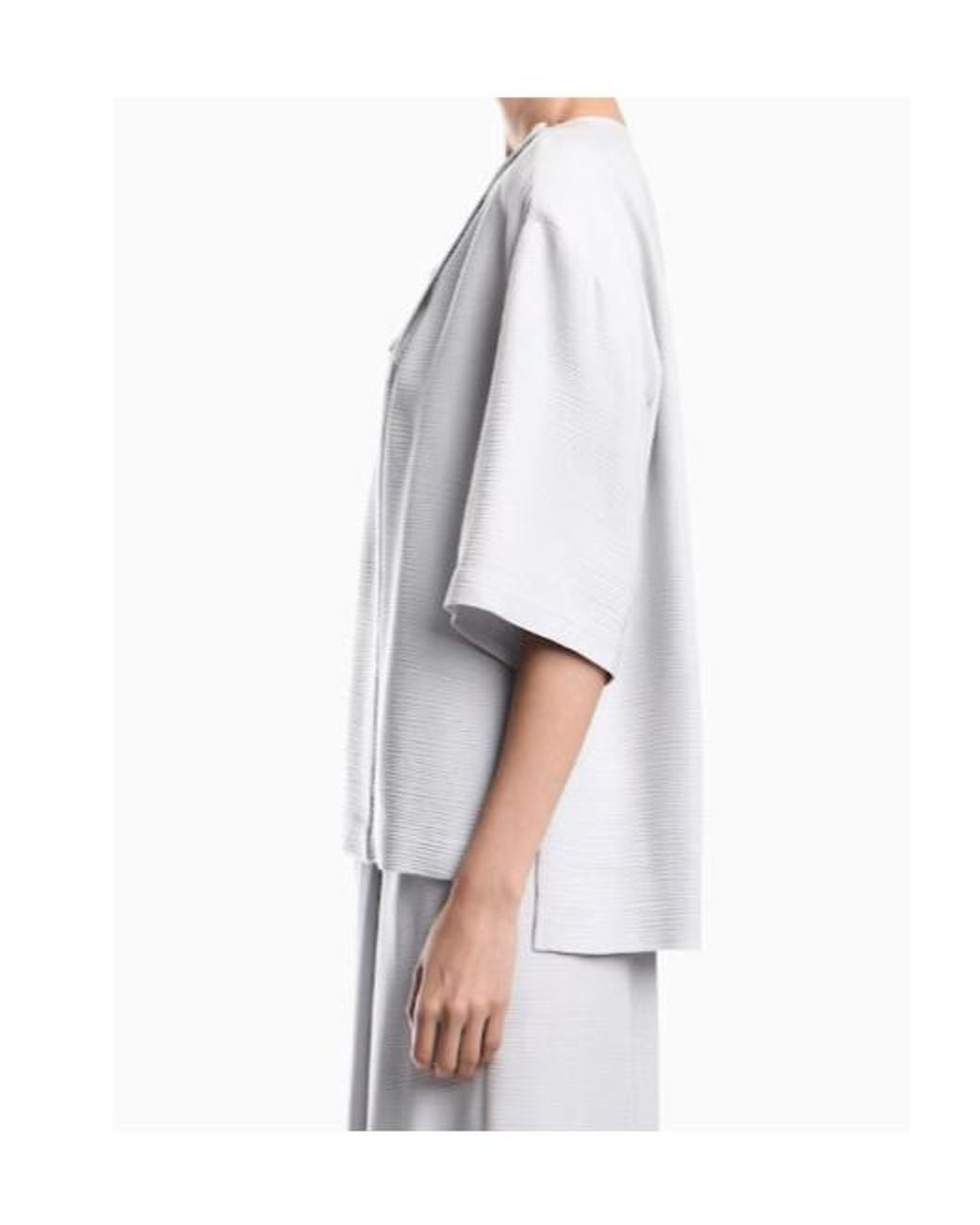 Emporio Armani White Textured Fabric Blouse With Bark Effect Signature Capsule