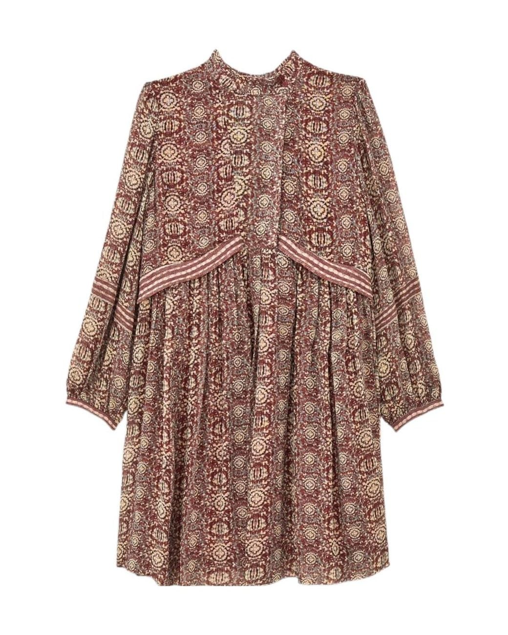 Ba&sh Brown V-Neck Printed Dress