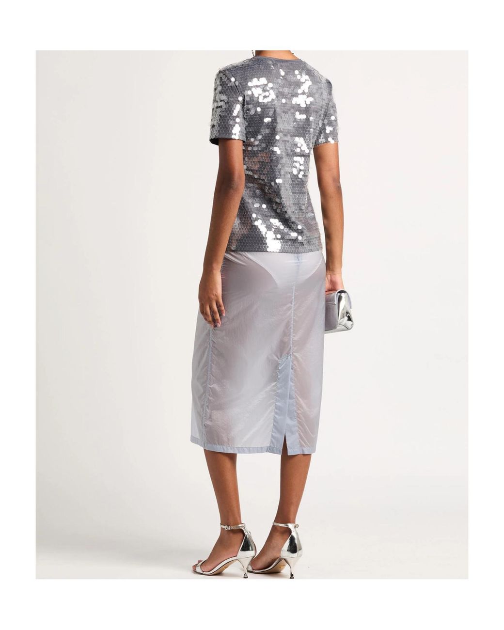 Sportmax Gray Sequined Short Sleeve T-Shirt