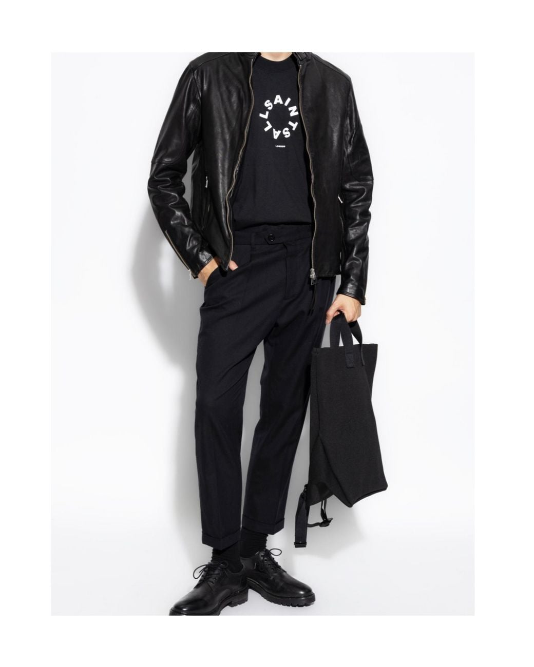 AllSaints Black Classic Biker Jacket for men