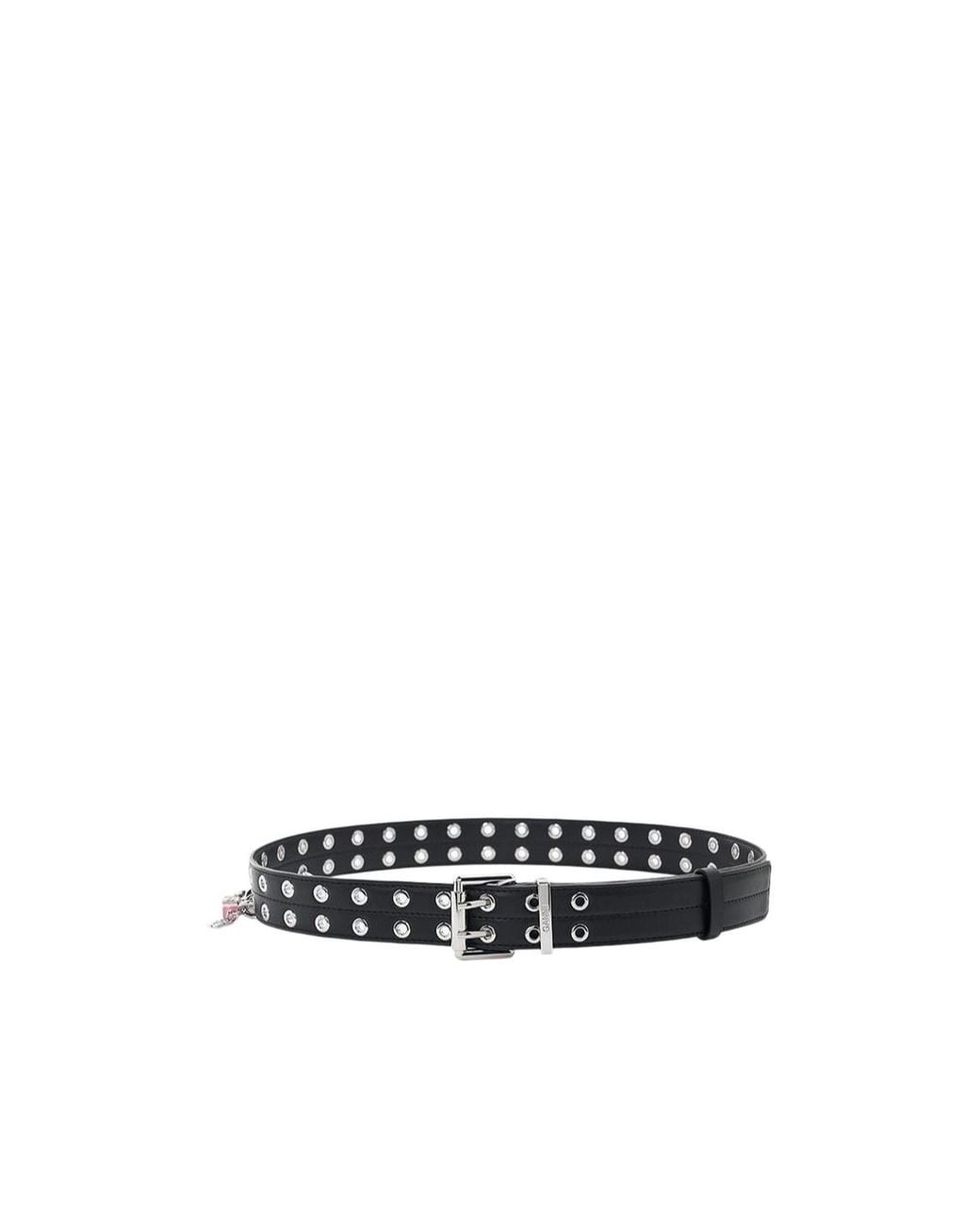 Ganni White Double-Eyelet Belt