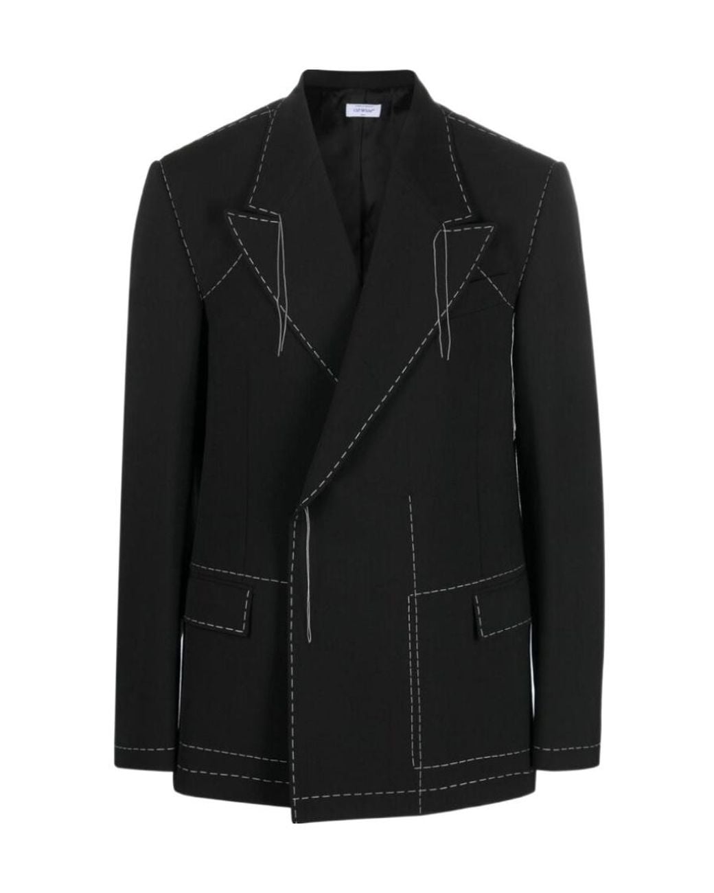 Off-White c/o Virgil Abloh Black Stitch Tailored Double-Breasted Blazer for men