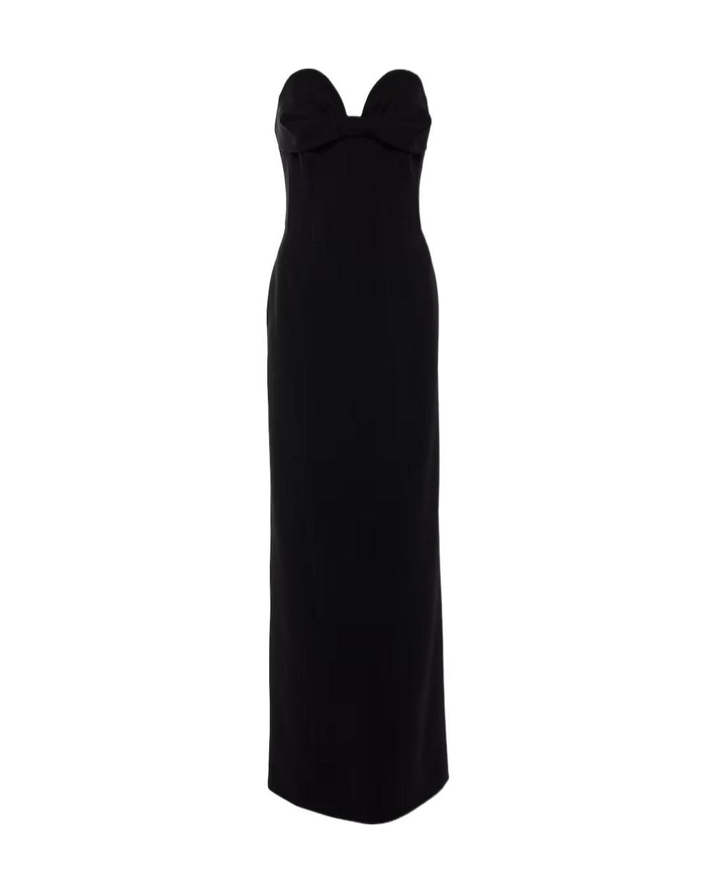 Magda Butrym Black Draped Wool-Blend Bustier Gown