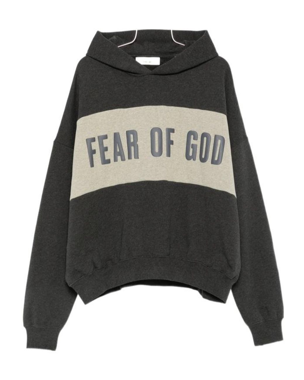 Fear Of God Black Logo Printed Long-Sleeved Hoodie for men