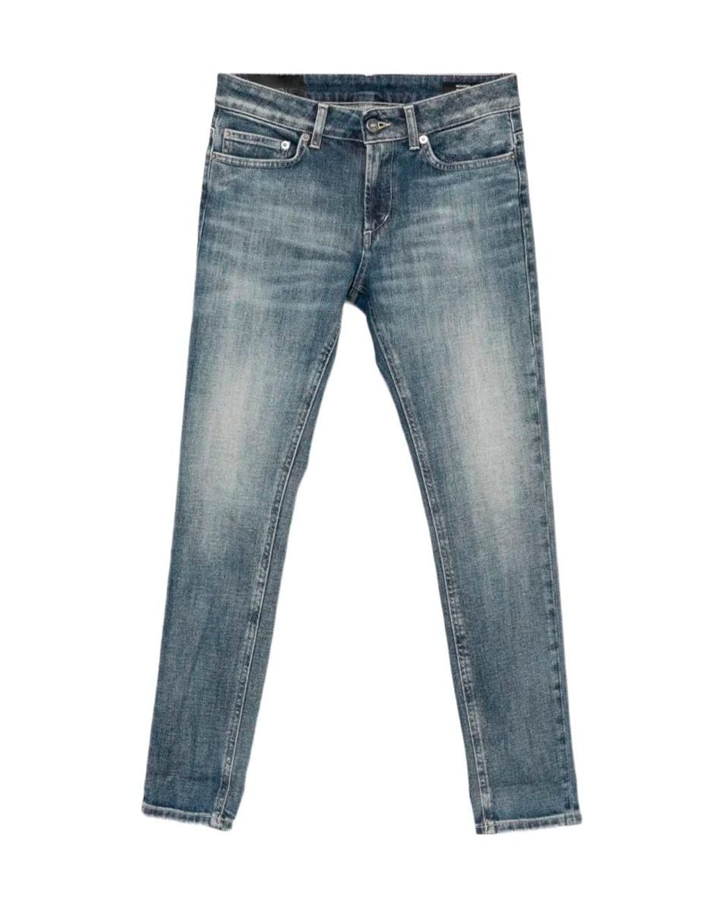 Dondup Blue Faded-Effect Turn-Up Cropped Jeans