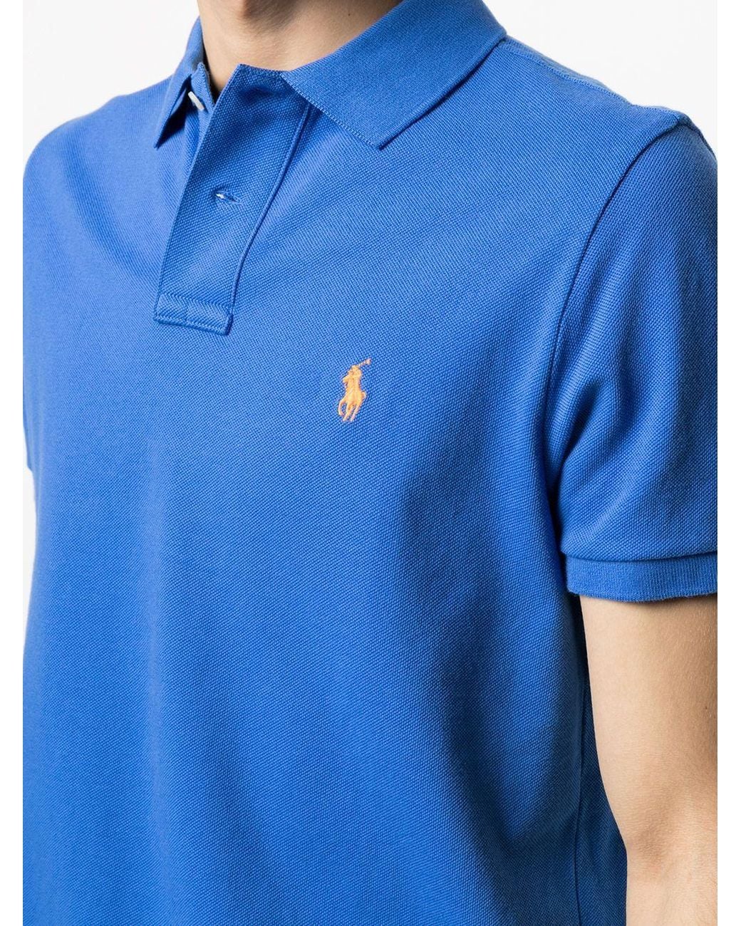 Polo Ralph Lauren Blue Logo Embroidered Short-Sleeved Polo Shirt for men