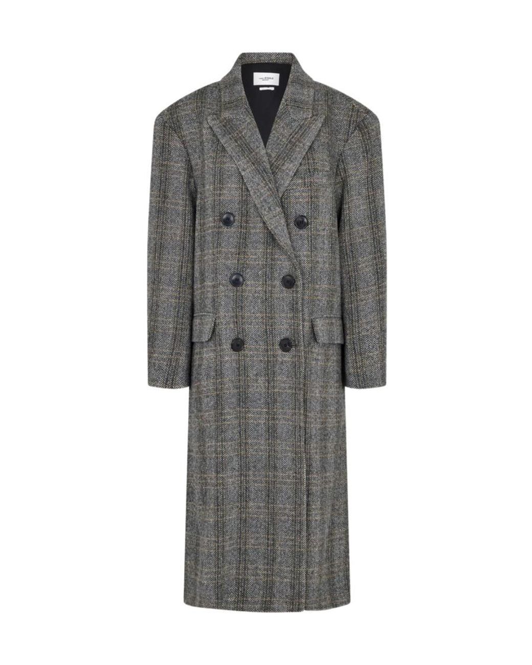 Isabel Marant Gray Double-Breasted Long Coat