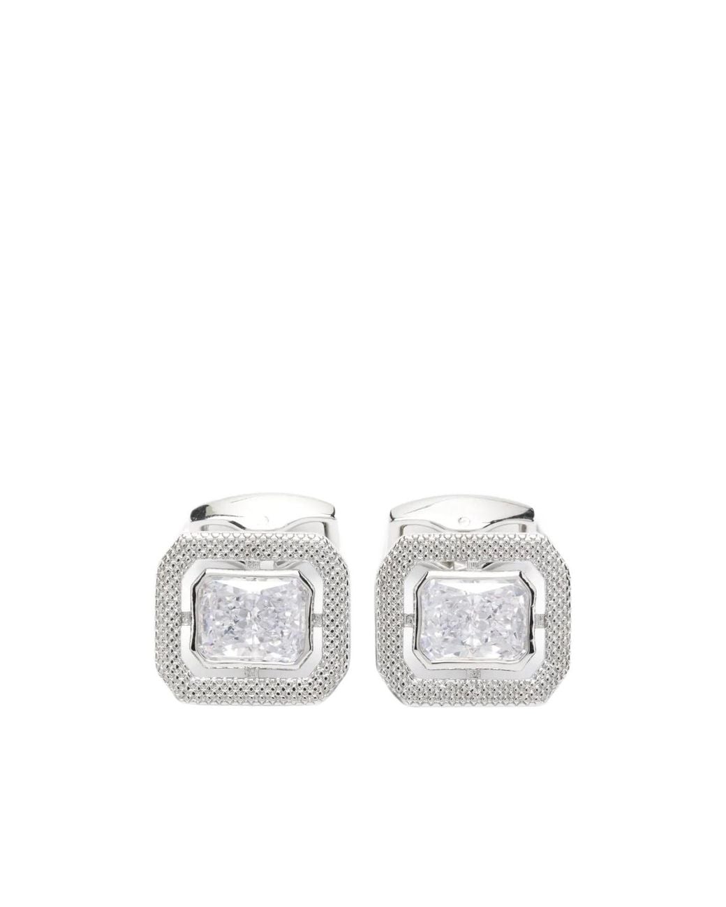 Tateossian White Crystal-Embellished Cufflinks for men