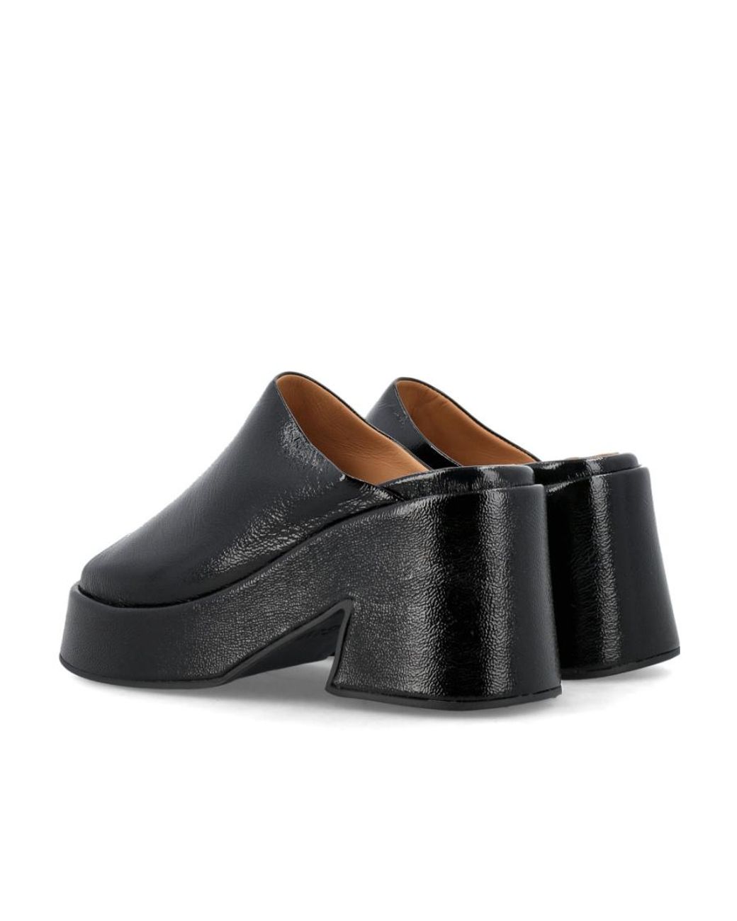 Ganni Black 95Mm Patent-Leather Platform Mules