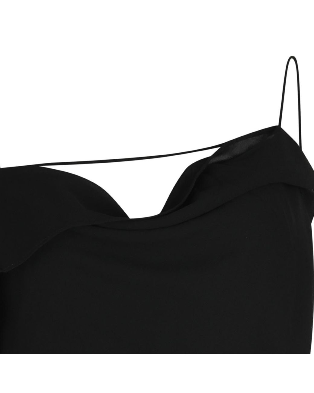 Acne Black Ruffle Detailed Sleeveless Midi Dress