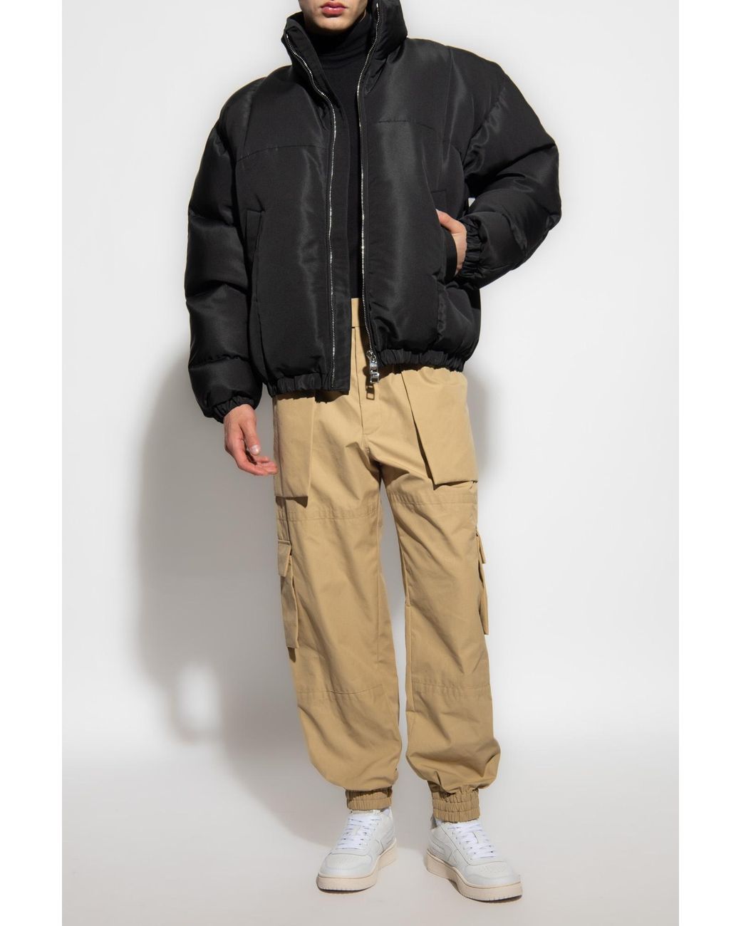 McQueen Black Long Sleeved Zipped Padded Jacket for men