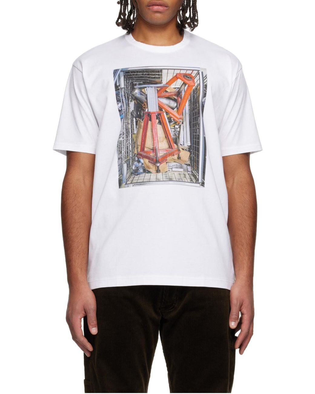 Junya Watanabe White Photographic-Printed Crewneck T-Shirt for men