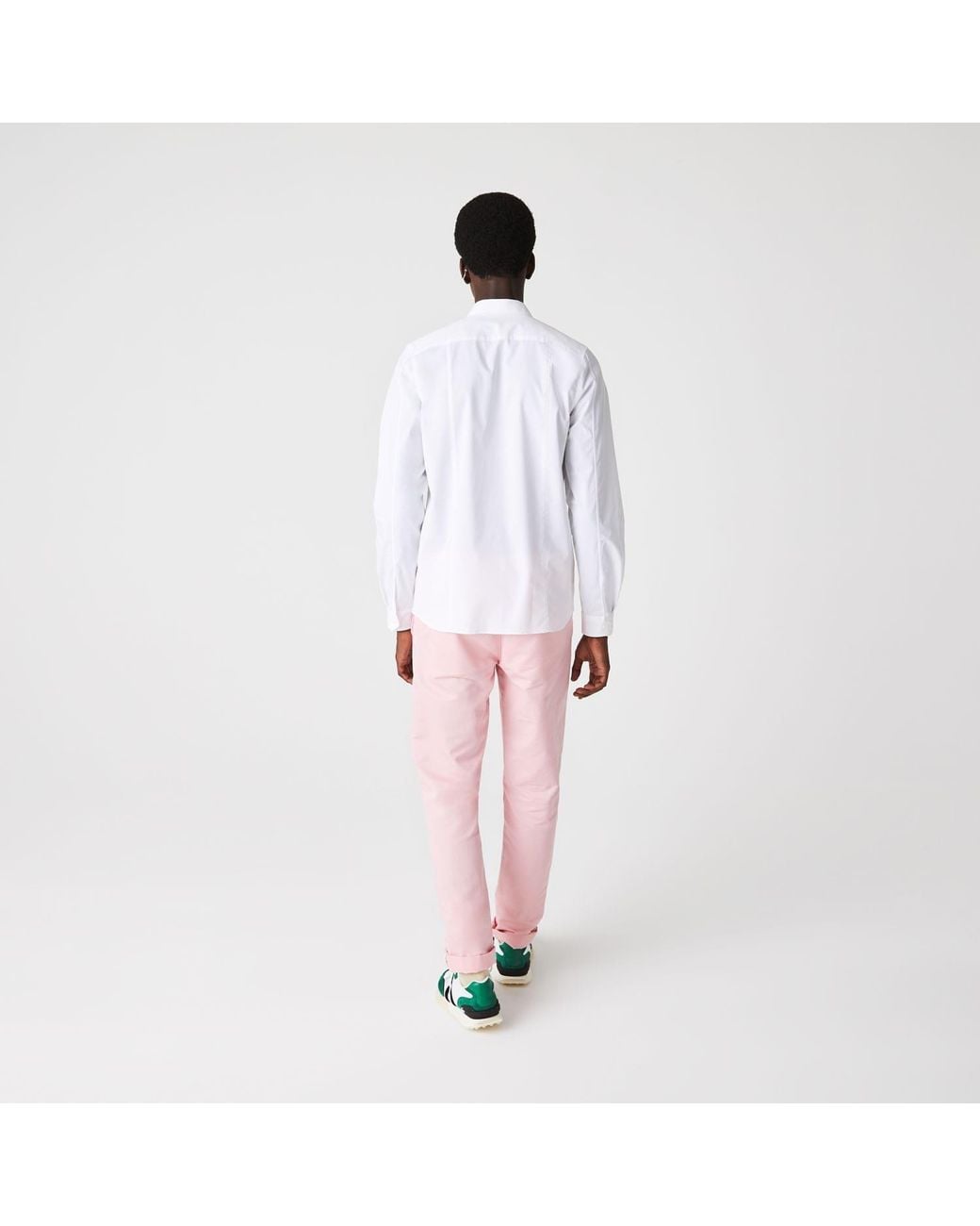 Lacoste White Slim Fit Concealed Placket Poplin Shirt for men