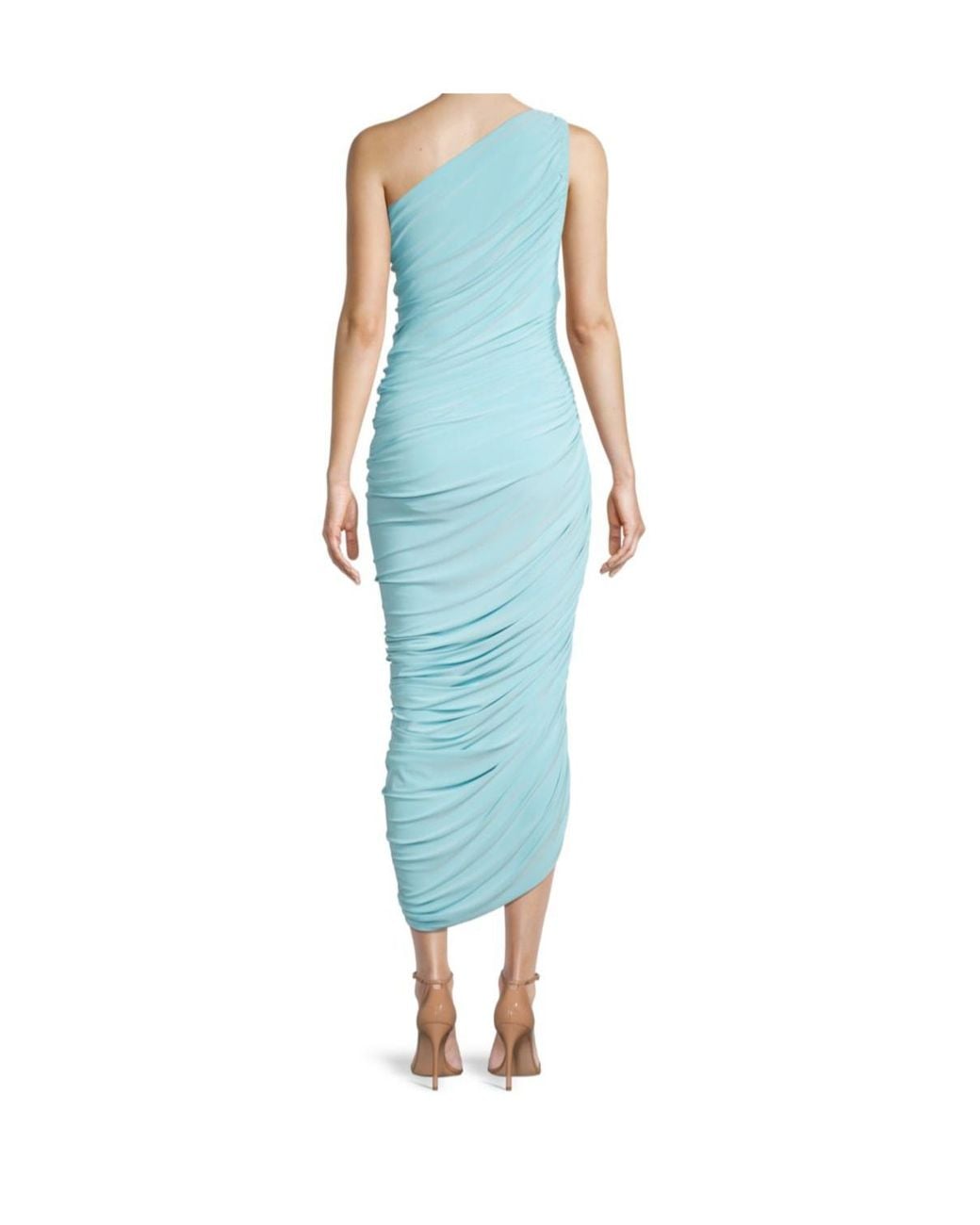 Norma Kamali Blue Diana One-Shoulder Gown