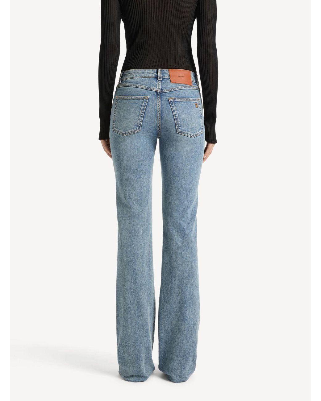 Balmain Blue Bootcut Faded Denim Jeans