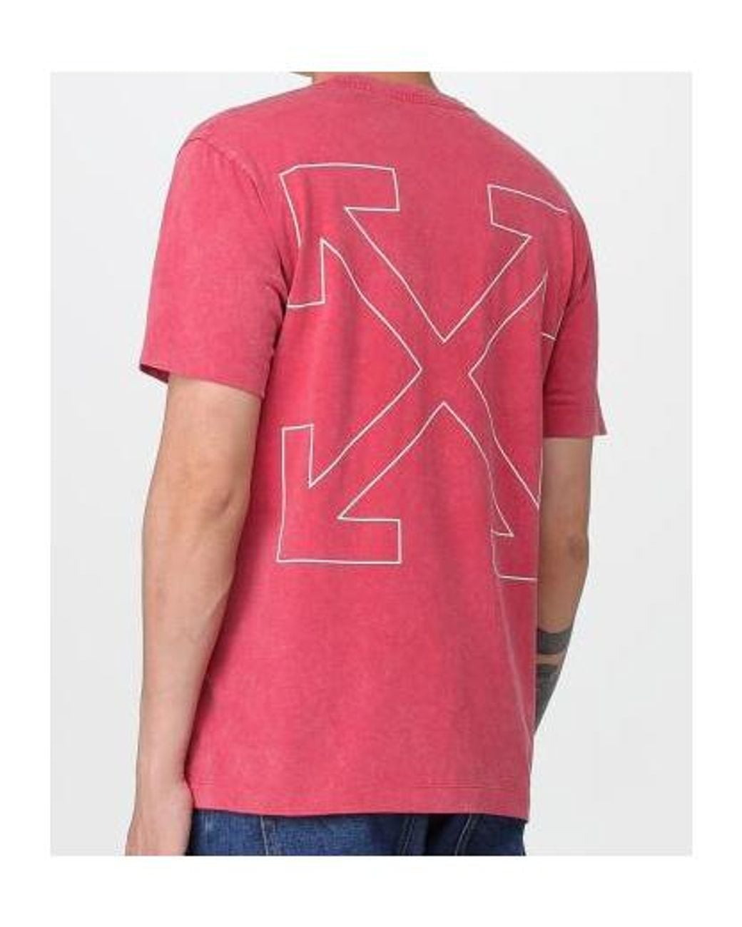 Off-White c/o Virgil Abloh Pink Outline Arrow Logo T-Shirt for men