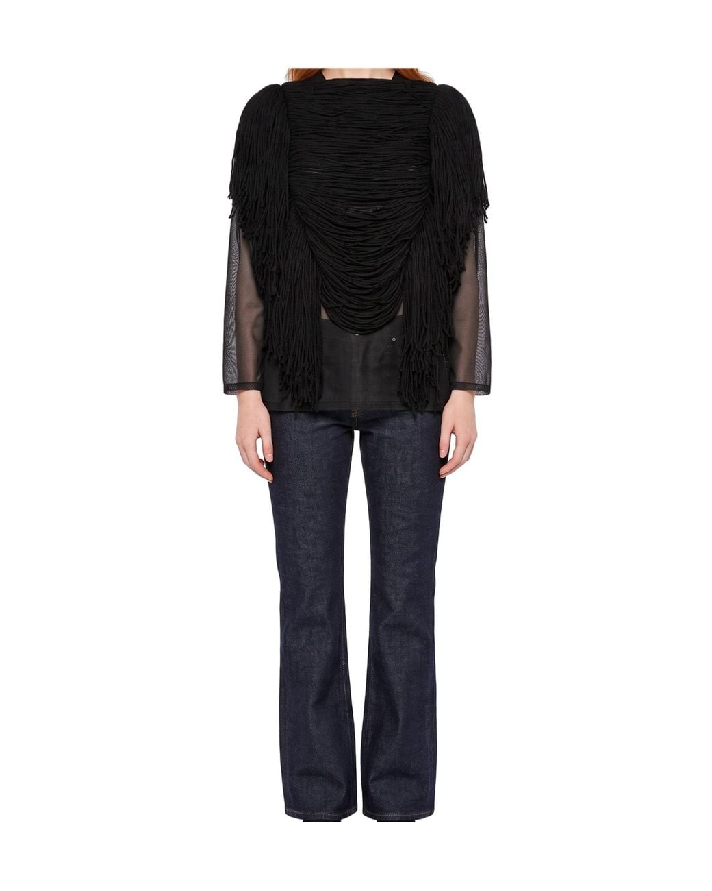 Comme des Garçons Black Comme Des Garçons Gathered Fringed Top
