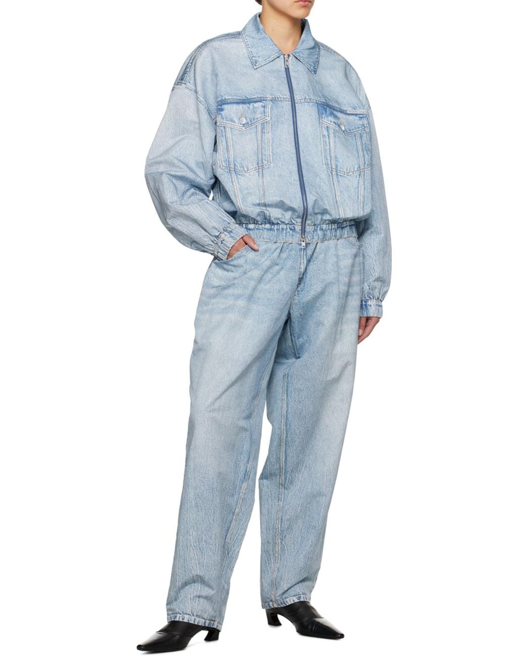 Alexander Wang Blue Denim Bomber Jacket