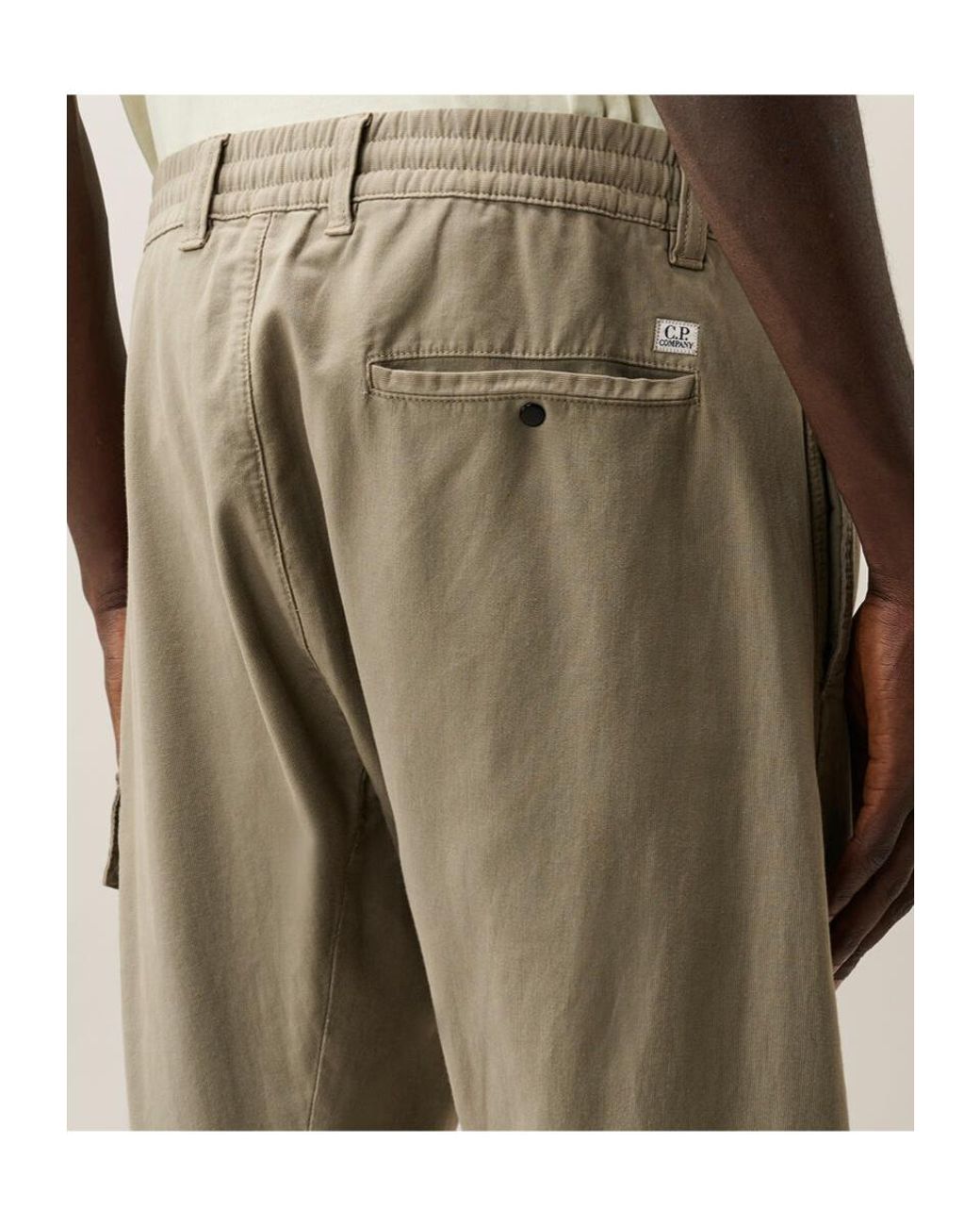 C P Company Natural Ottoman Stretch Lens Cargo Pants for men