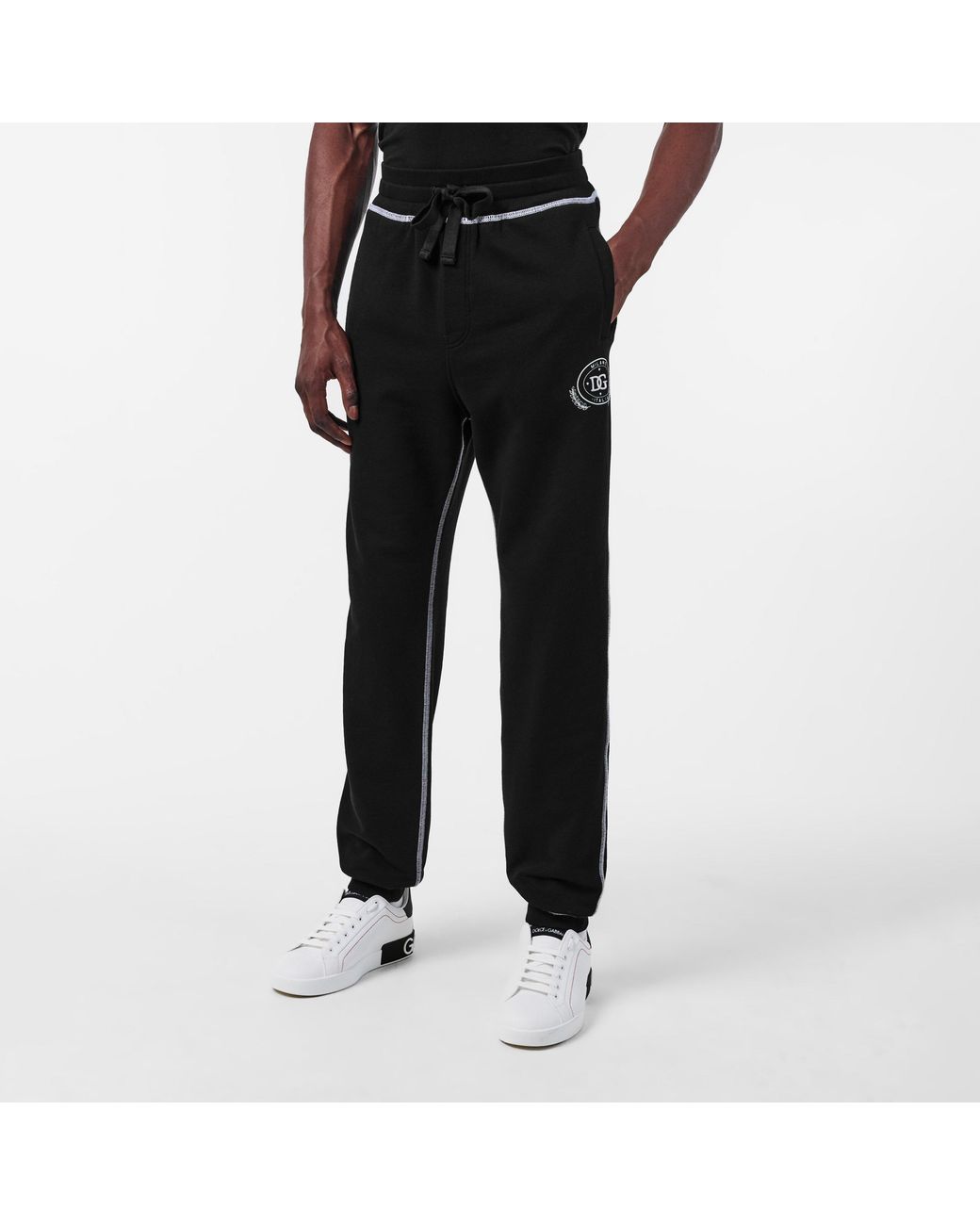 Dolce & Gabbana Black Solid Color Fashion Sports Pants for men