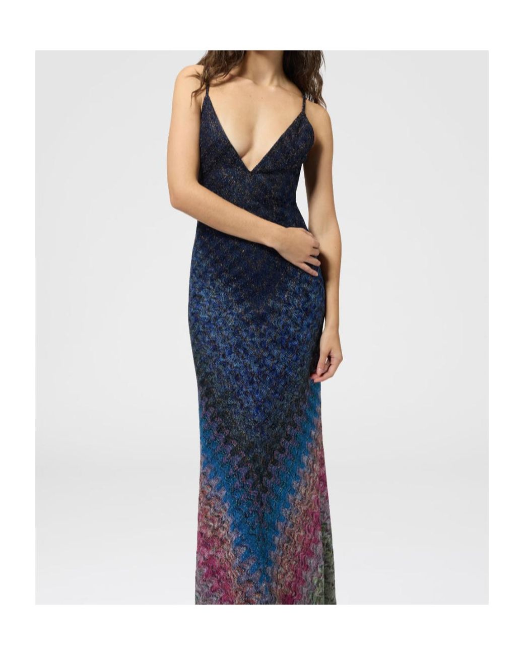 Missoni Blue Dégradé Viscose Lamé Long Dress