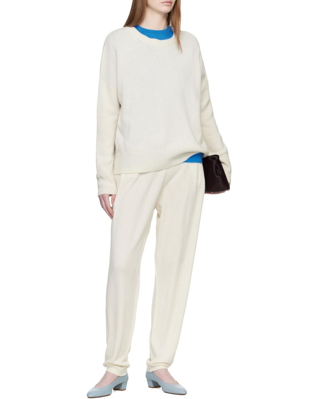 Lisa Yang White Mila Crewneck Knitted Jumper