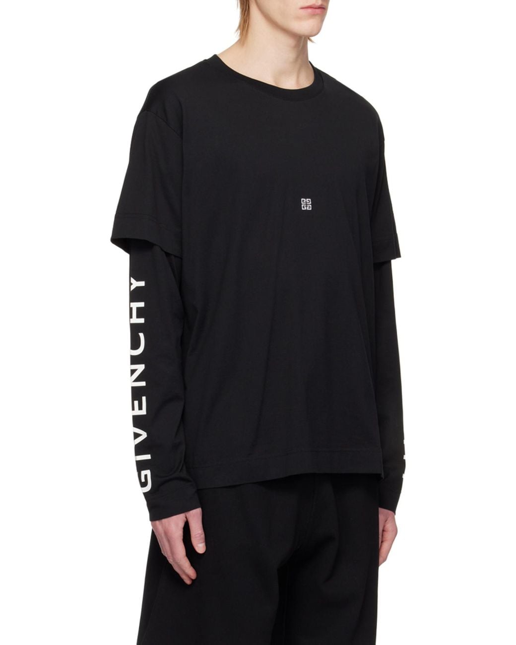 Givenchy Black 4G Embroidered Long-Sleeved T-Shirt for men