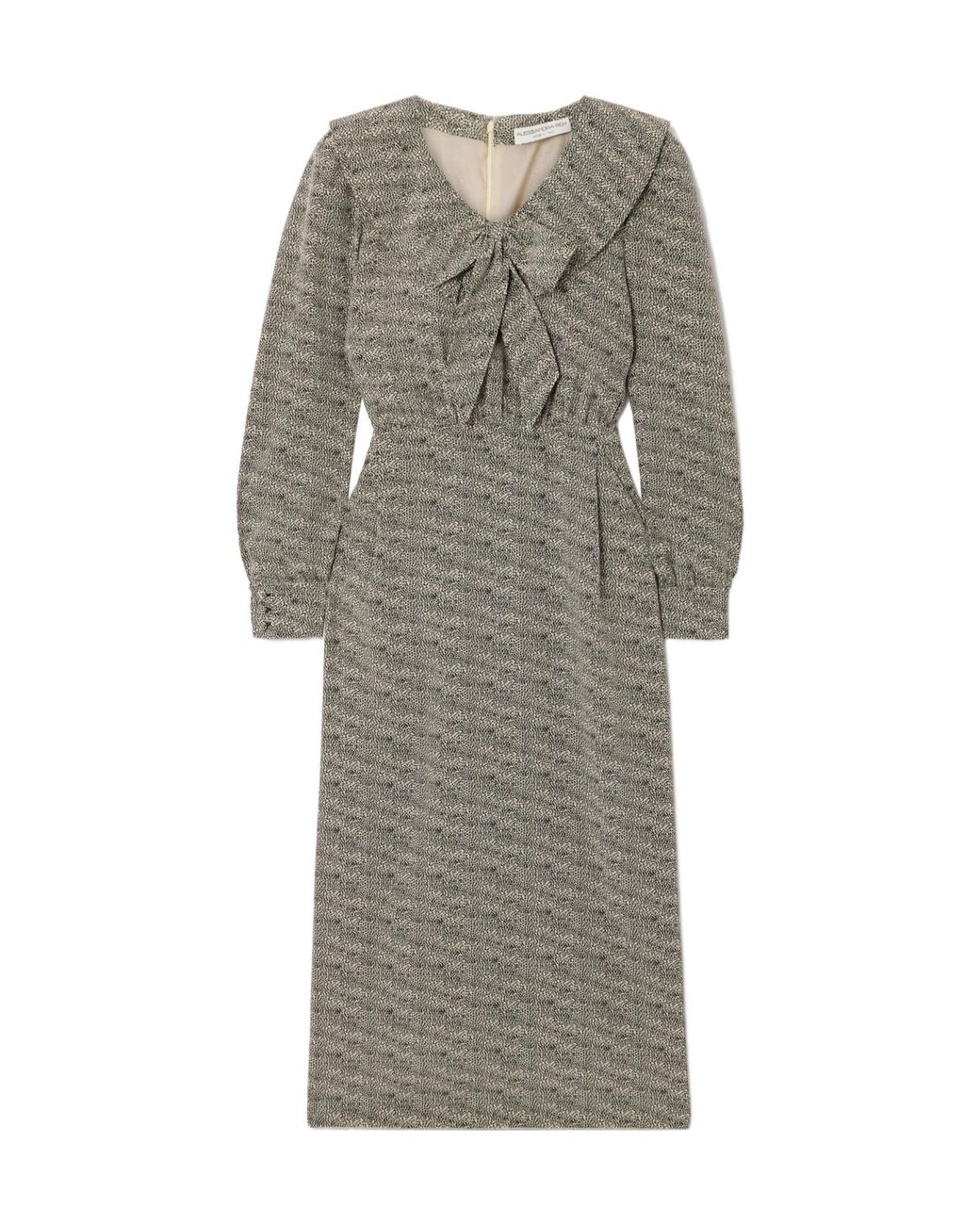 Alessandra Rich Gray Silk-Chiffon Midi Dress